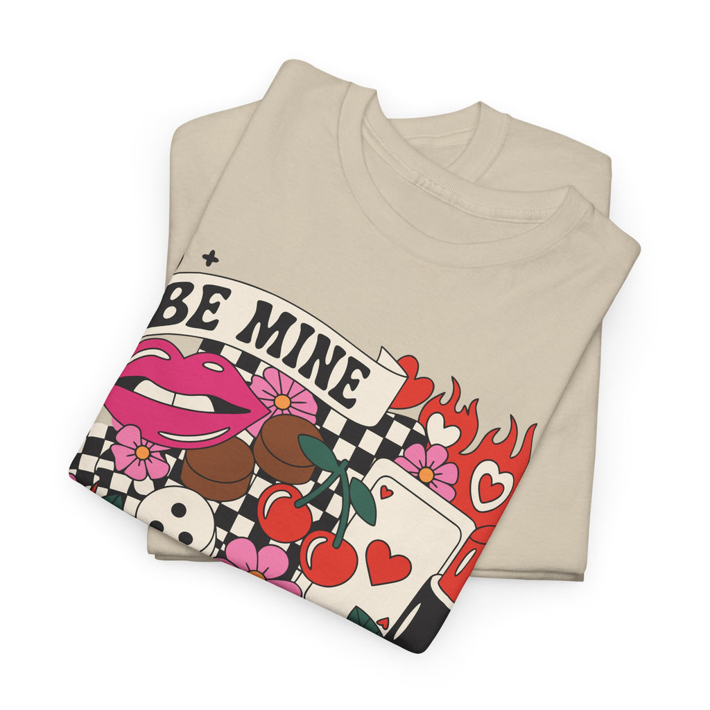 Be Mine Valentine Pop-Art Tee — Lips, Cherries & Retro Valentine Collage...Unisex Cotton Tee