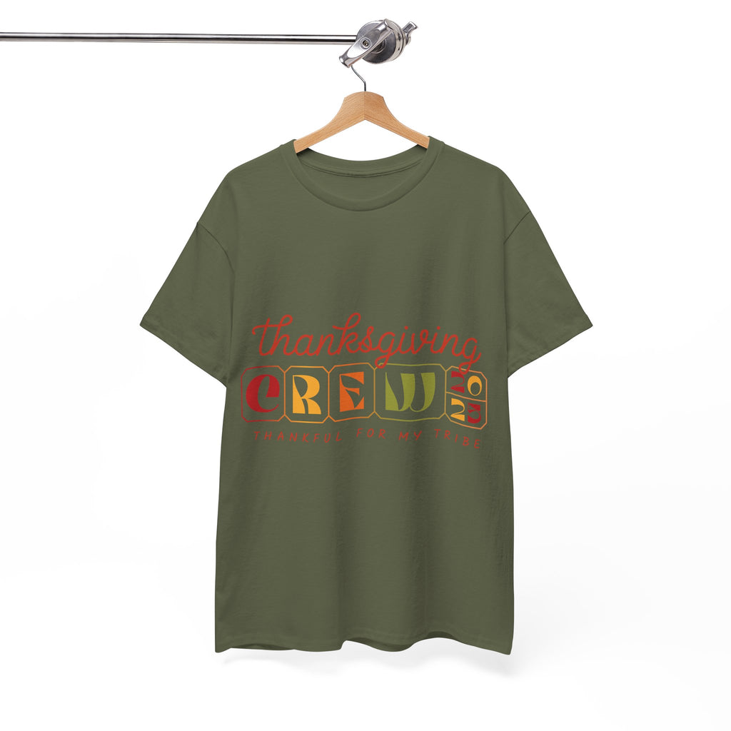 Thanksgiving Crew 2025 Tee — "Thankful for My Tribe" Autumn Holiday Unisex Cotton Tshirt
