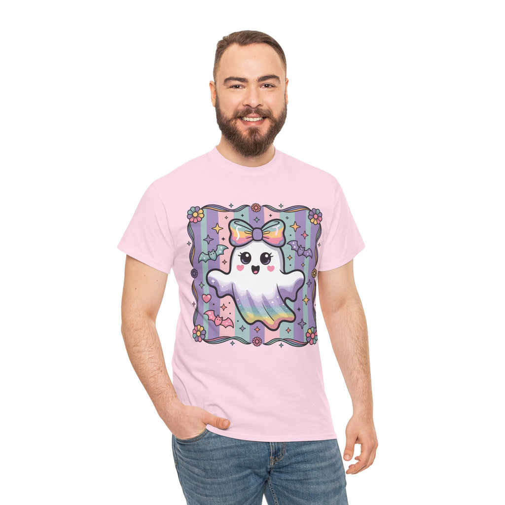 Pastel Ghost Rainbow Bow Unisex Cotton Tee