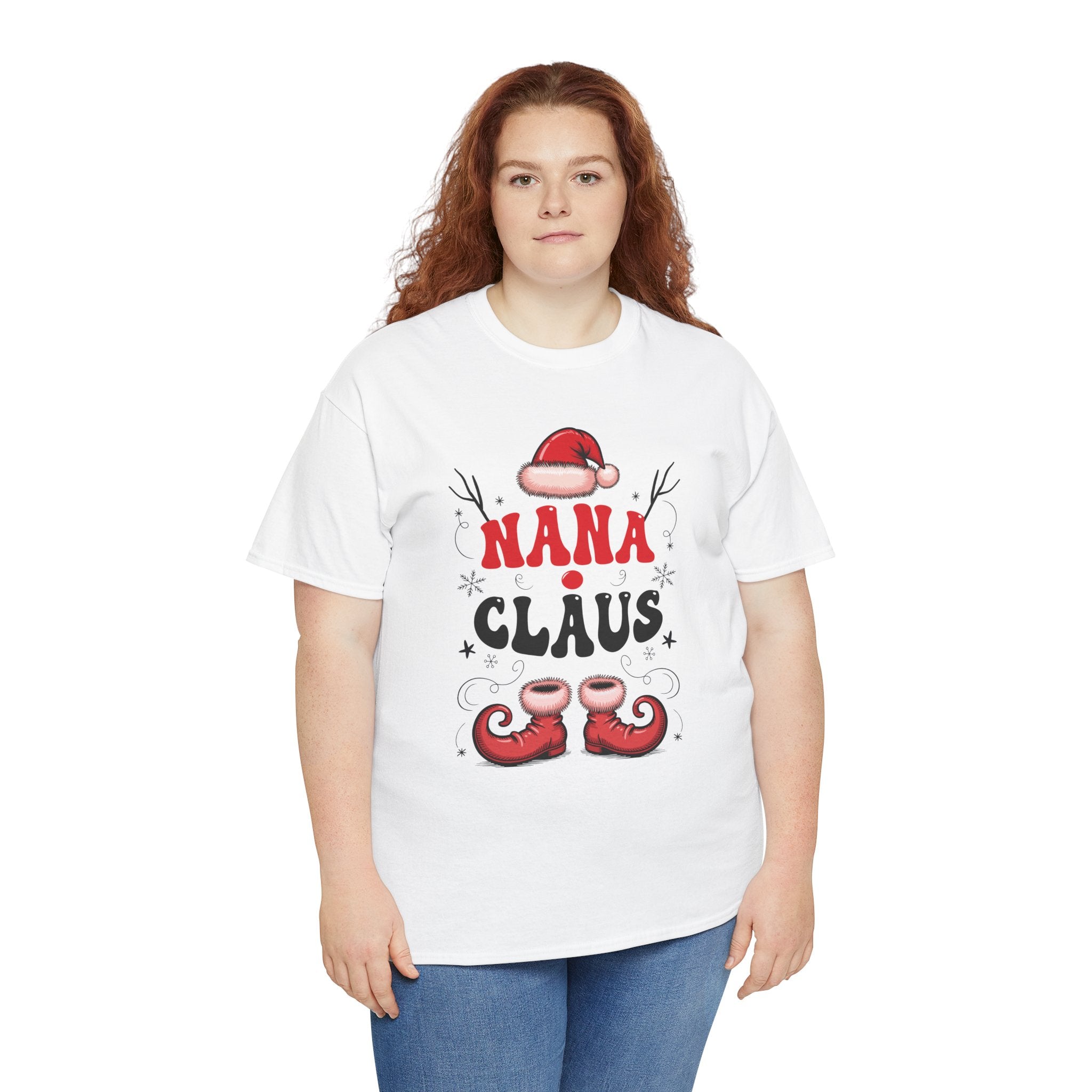 Nana Christmas T-Shirt — Santa Hat & Elf Boots Holiday Unisex Cotton Tee