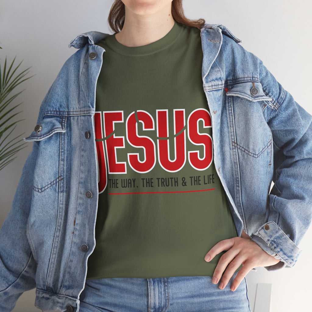 Jesus The Way The Truth & The Life T-Shirt — Bold Red Christian Unisex Cotton Tee