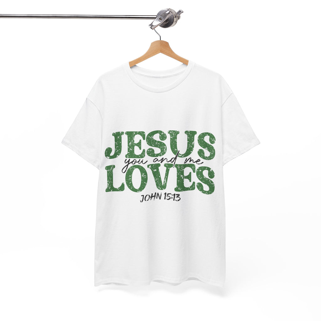 Jesus Loves Vintage Tee — Green Retro Christian Unisex Cotton T-Shirt
