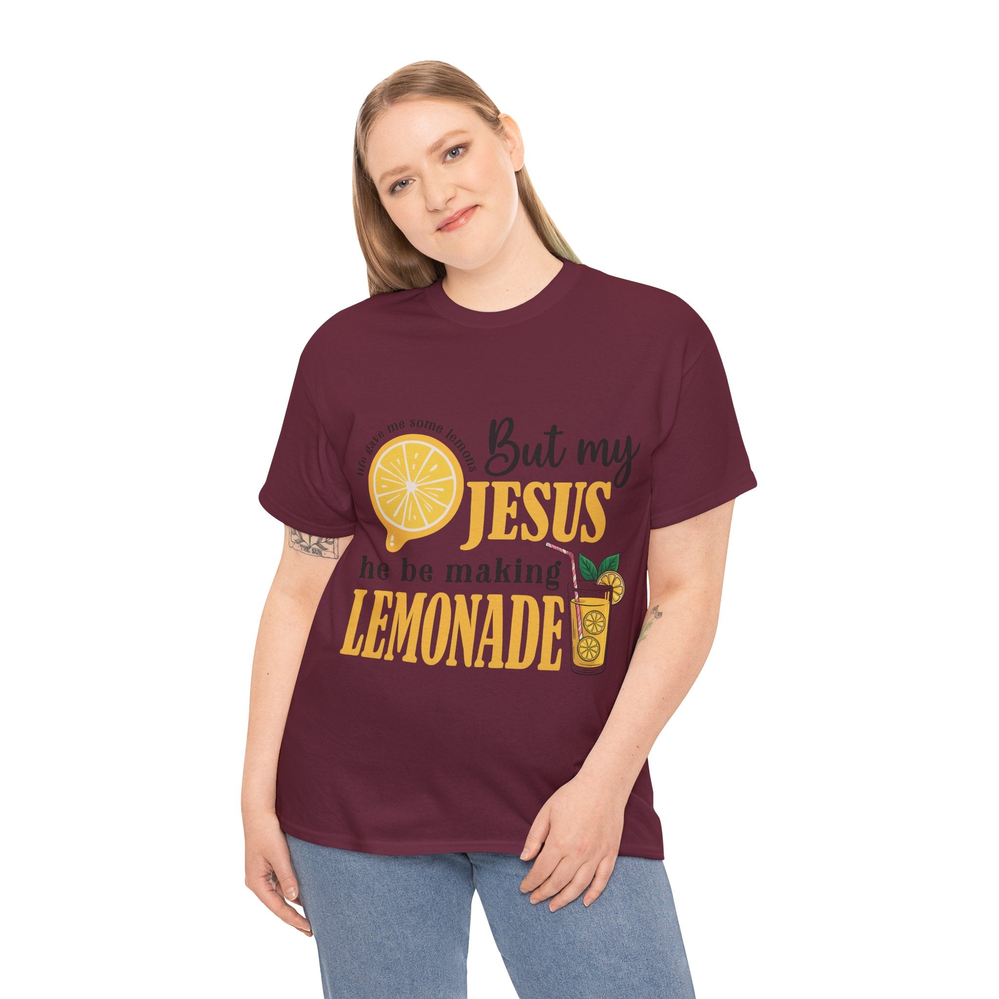 Jesus Lemonade Tee — Lemon Slice & Glass Graphic Christian Unisex Cotton T-Shirt