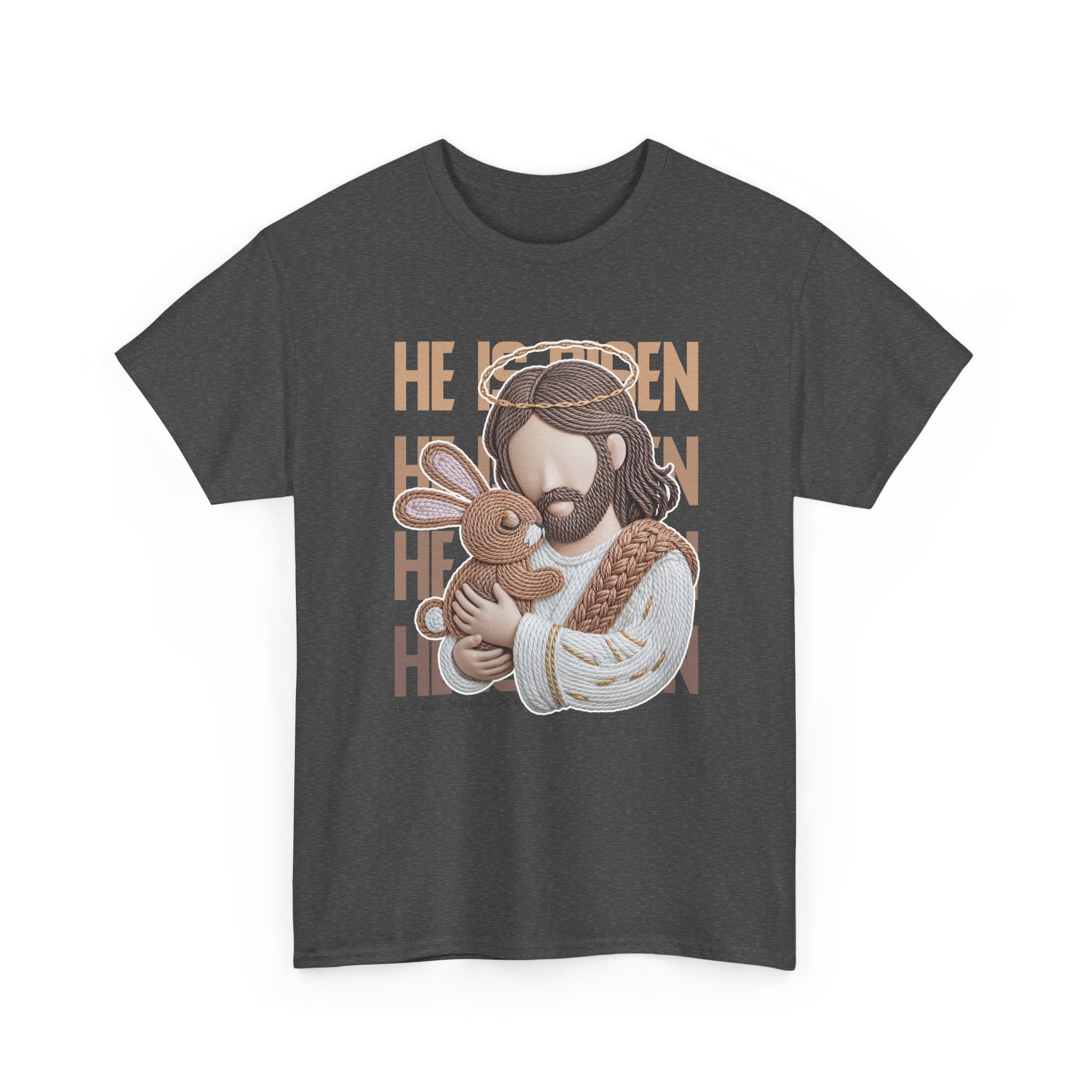 He Is Risen Matthew 28:6 Jesus With Lamb Unisex Cotton T-Shirt