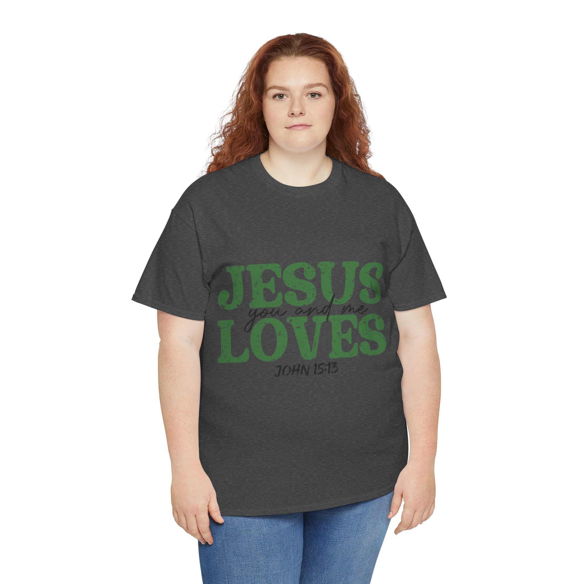 Jesus Loves Vintage Tee — Green Retro Christian Unisex Cotton T-Shirt