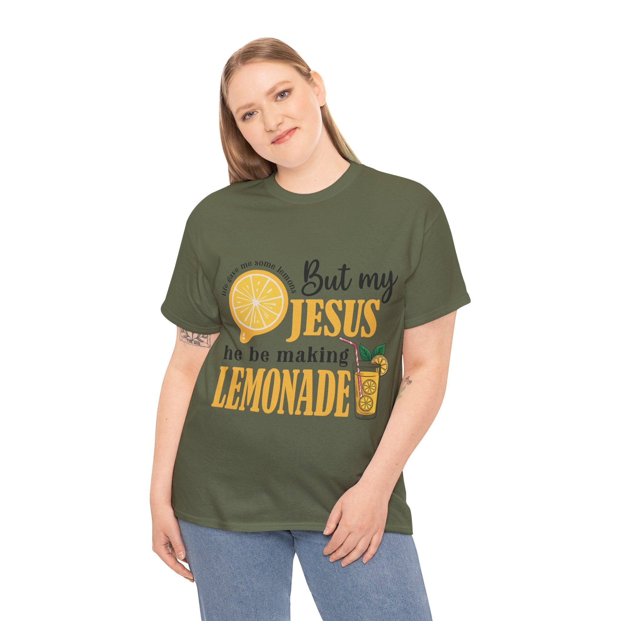 Jesus Lemonade Tee — Lemon Slice & Glass Graphic Christian Unisex Cotton T-Shirt