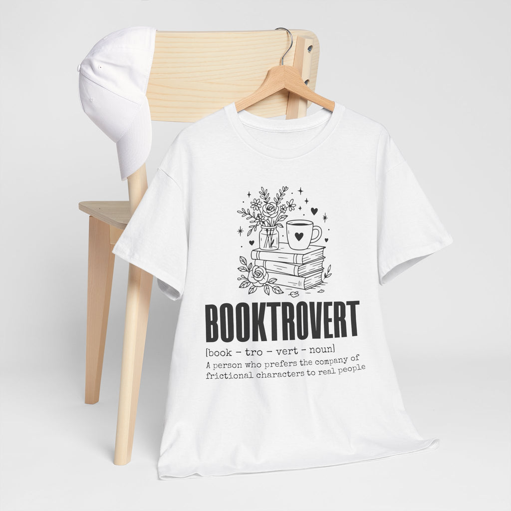 Booktrovert Graphic Tee — "Booktrovert" Definition, Books & Coffee Design Unisex Cotton Tee