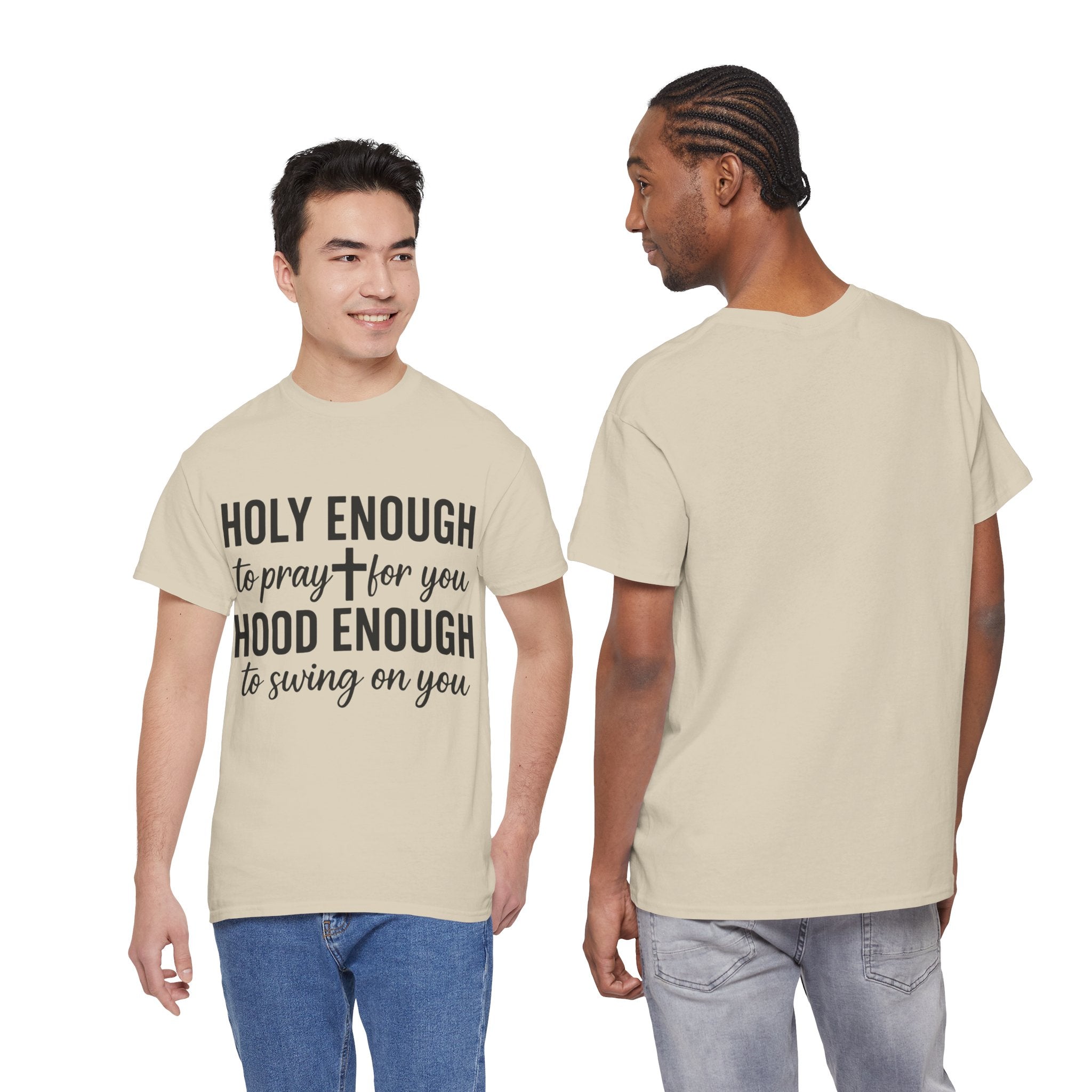 Holy Enough Christian T‑Shirt — Modern Hand‑Lettered Faith Unisex CottonTee