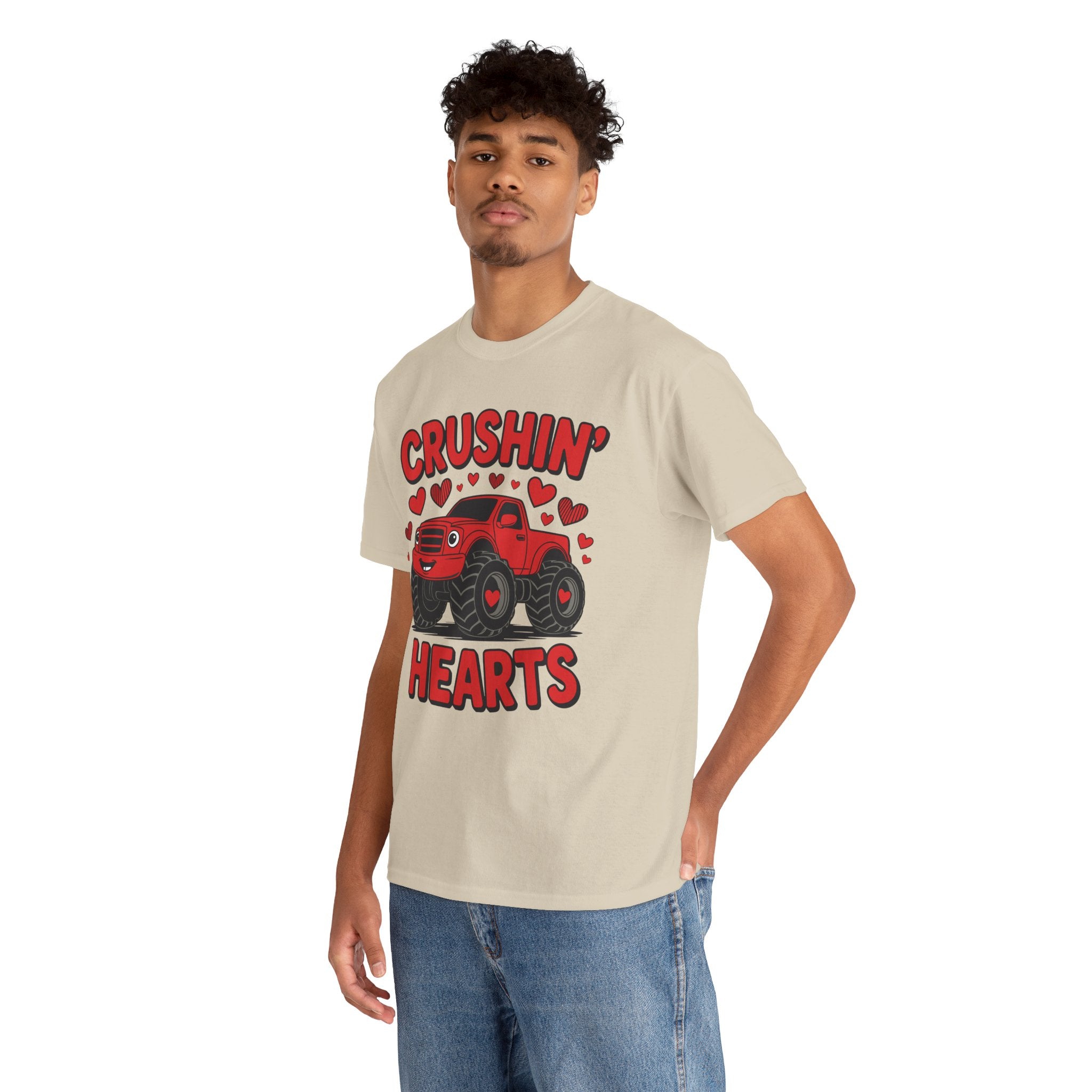 Crushin’ Hearts Valentine Monster Truck Unisex Cotton Tee