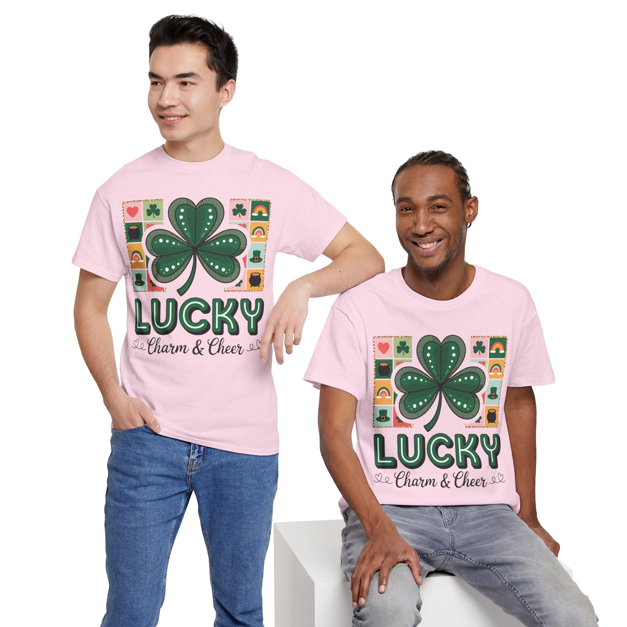 Lucky Charm & Cheer Clover Tee — Patchwork St. Patrick’s Day Unisex Cotton T-Shirt