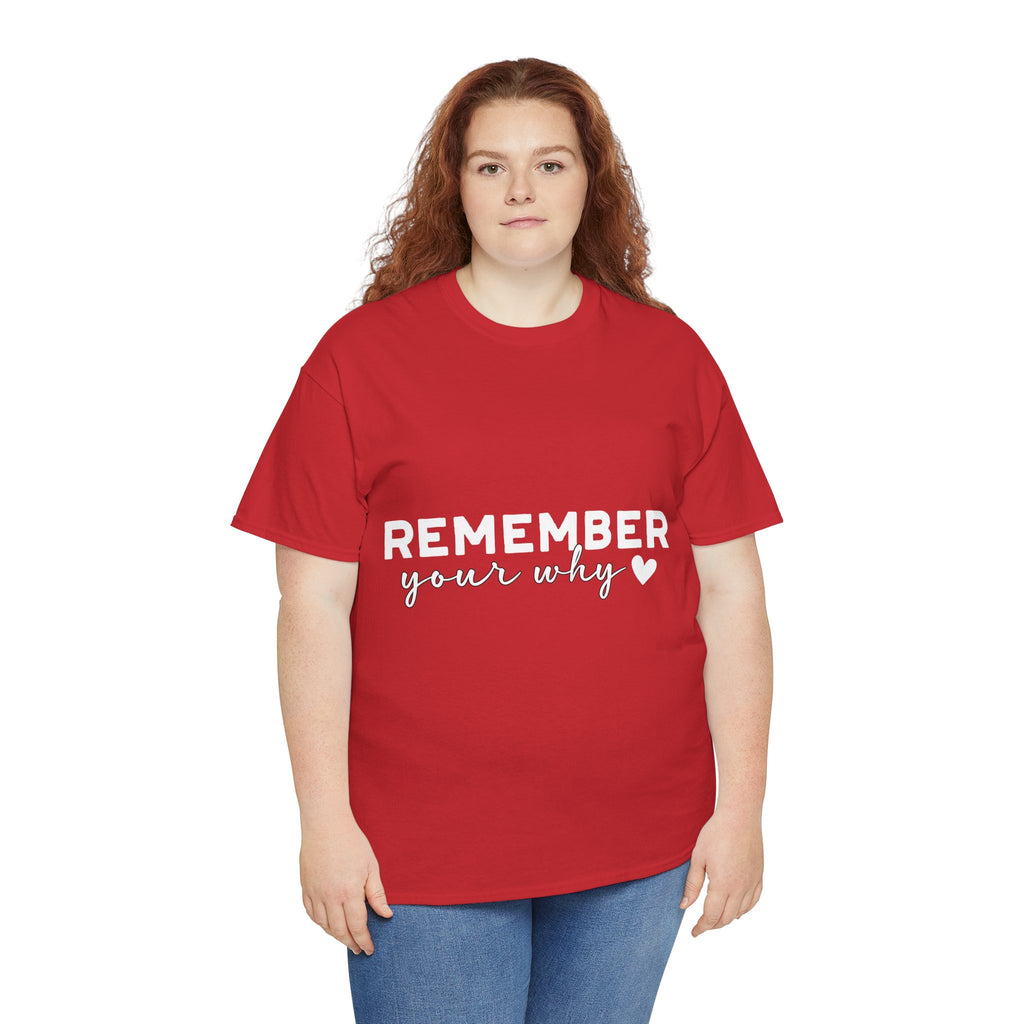Remember Your Why Tee — Minimalist Heart Motivational Unisex Cotton Tshirt