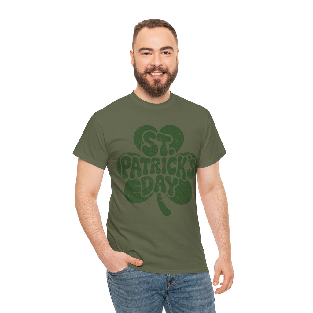St. Patrick's Day Shamrock Tee — Retro Bubble Lettering Unisex Cotton Tee