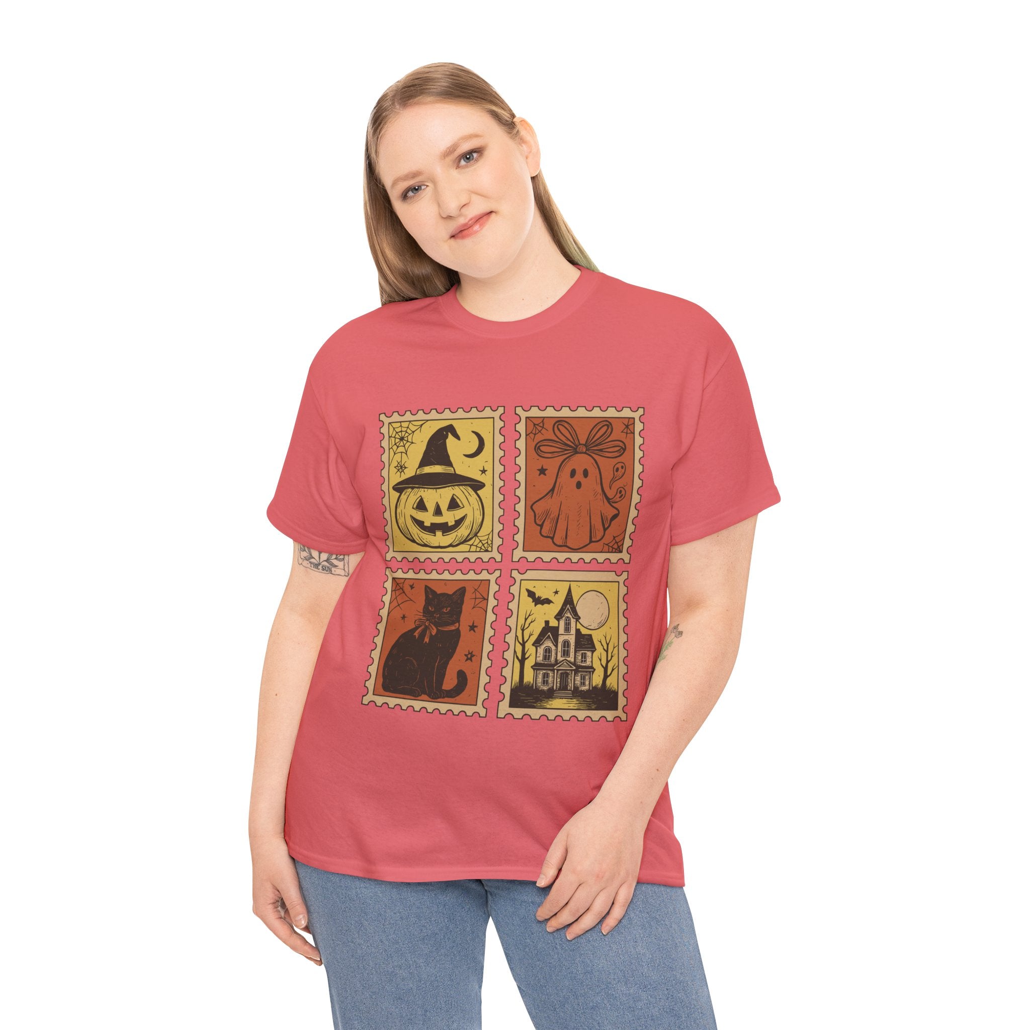 Halloween Stamp Design Unisex Heavy Cotton Tee