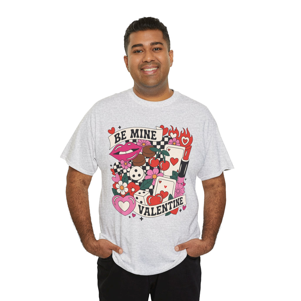 Be Mine Valentine Pop-Art Tee — Lips, Cherries & Retro Valentine Collage...Unisex Cotton Tee