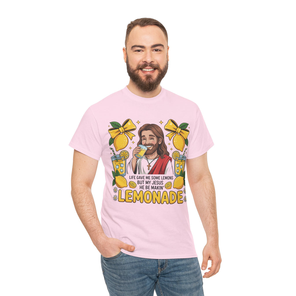 Jesus Drinking Lemonade T-Shirt — "Life Gave Me Some Lemons" Christian Unisex Cotton Tee