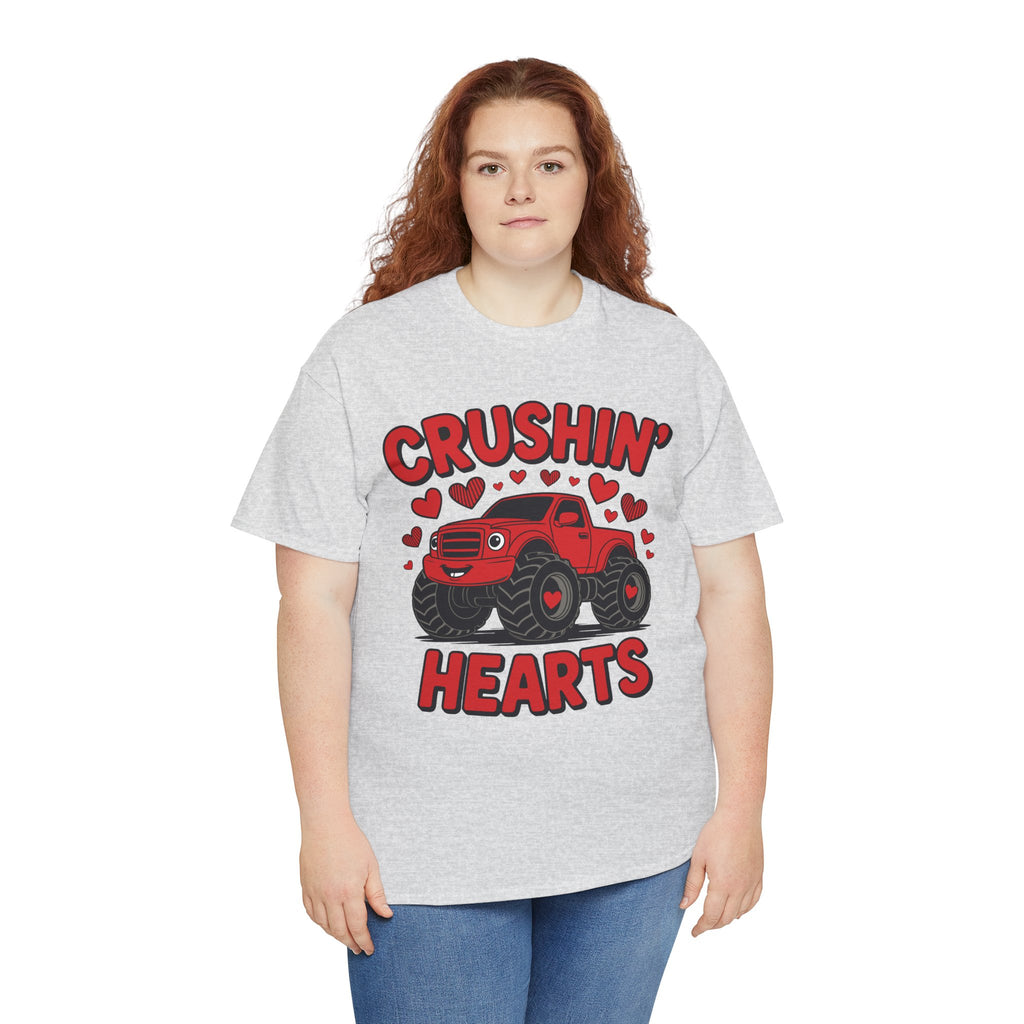 Crushin’ Hearts Valentine Monster Truck Unisex Cotton Tee