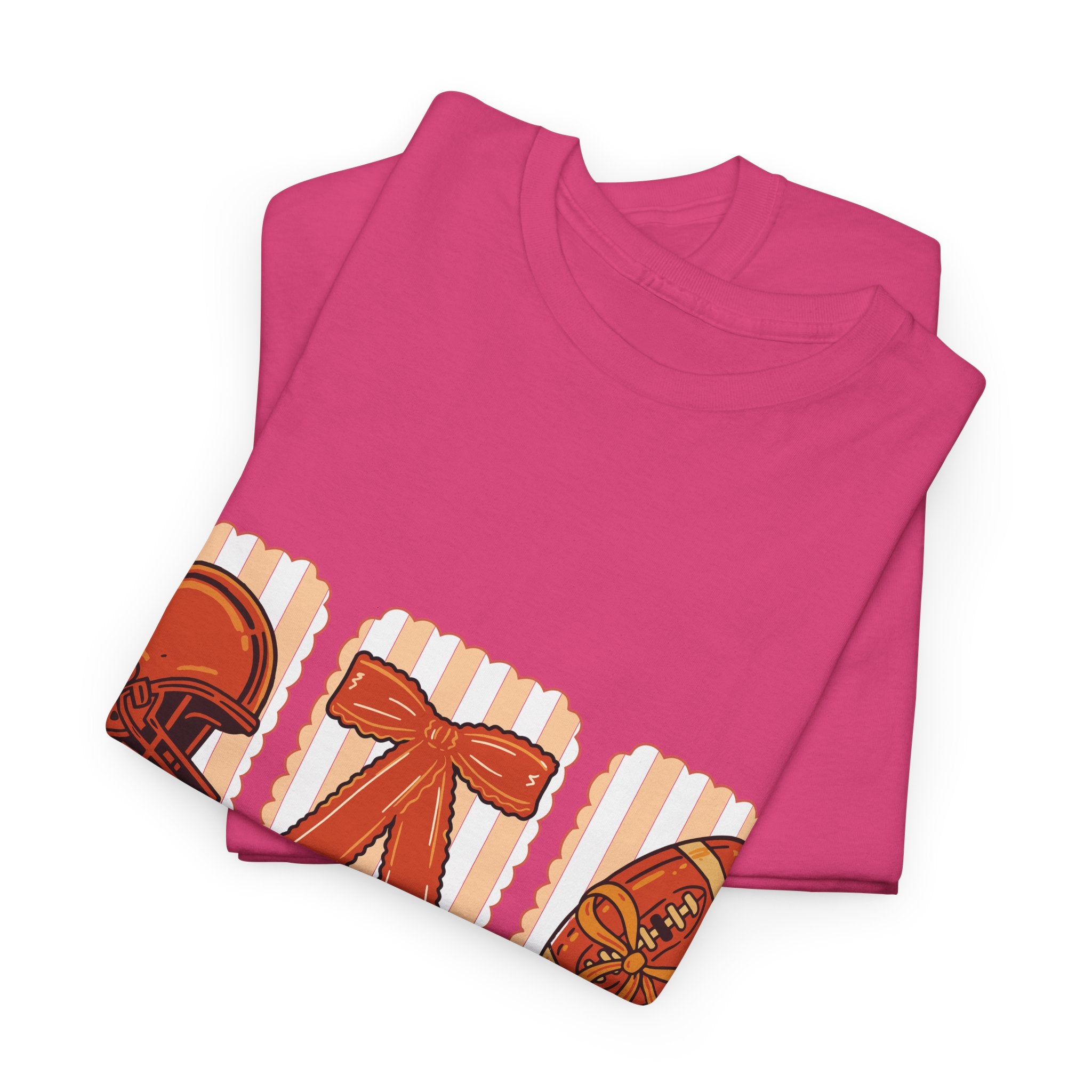 Touch Down Season Football Tee — Striped Fall Helmet & Bow Design Unisex Cotton Tee