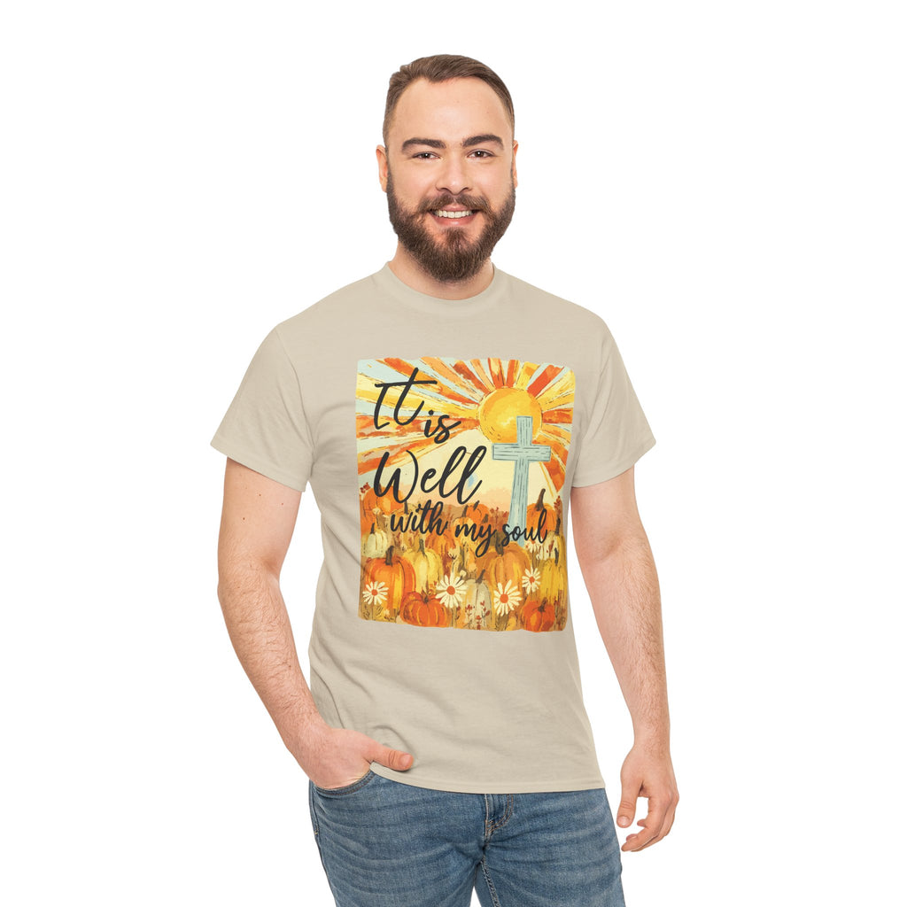 It Is Well With My Soul Pumpkin Sunrise Unisex Cotton T-Shirt