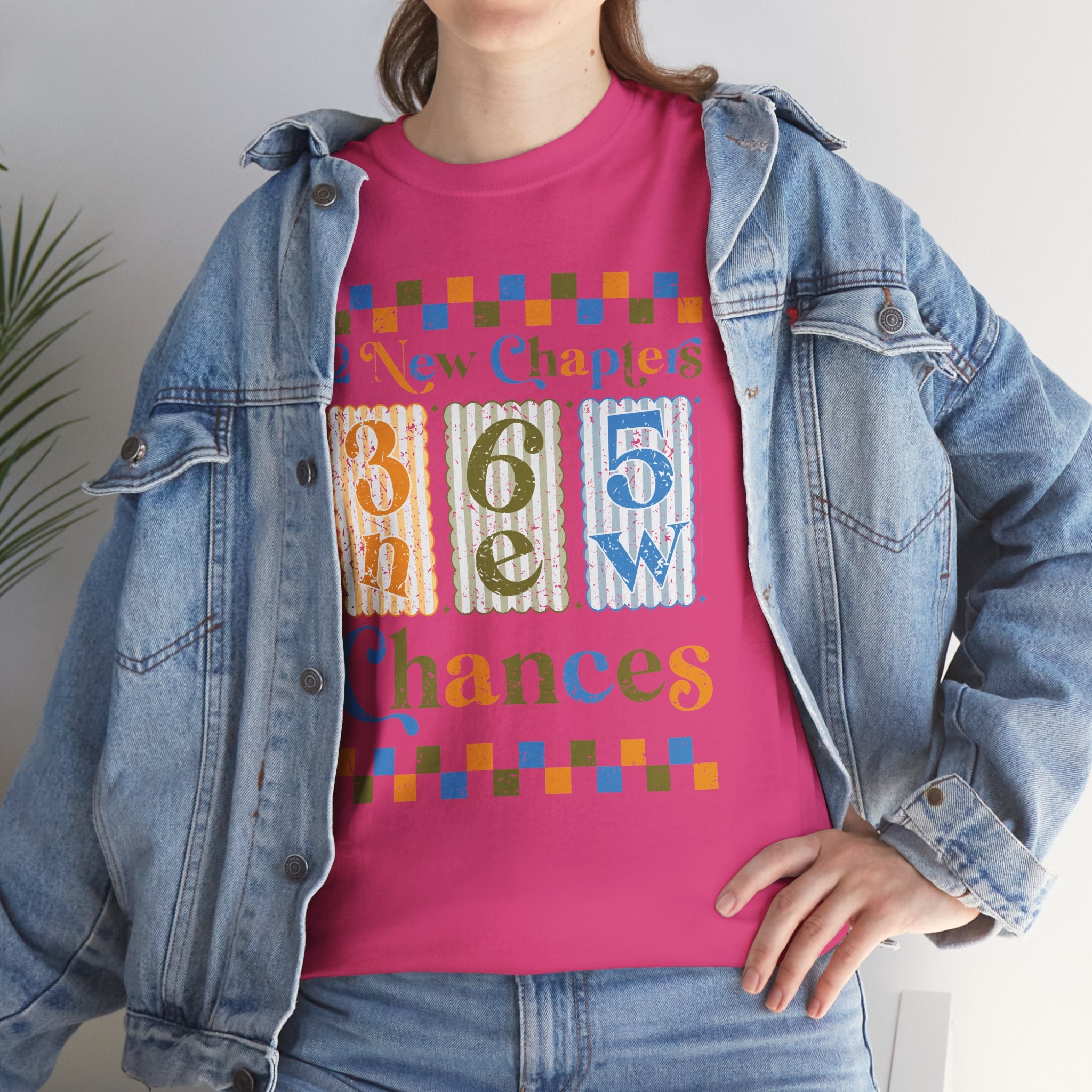 Retro '12 New Chapters, 365 New Chances' T-Shirt — Colorful Distressed Vintage Unisex Cotton Tee