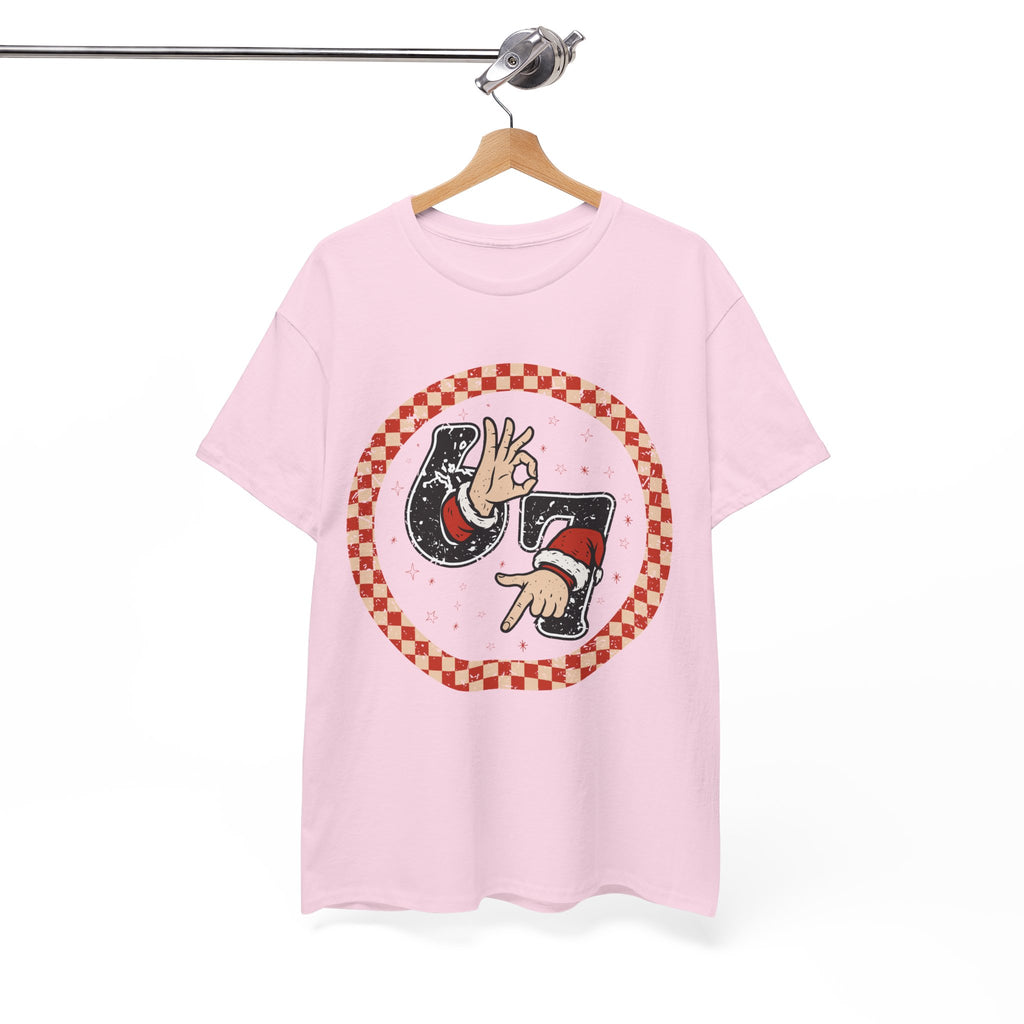 Retro Christmas Tee — Santa '67' & 'Y'all' Red Checkered Graphic.Unisex Cotton Tee