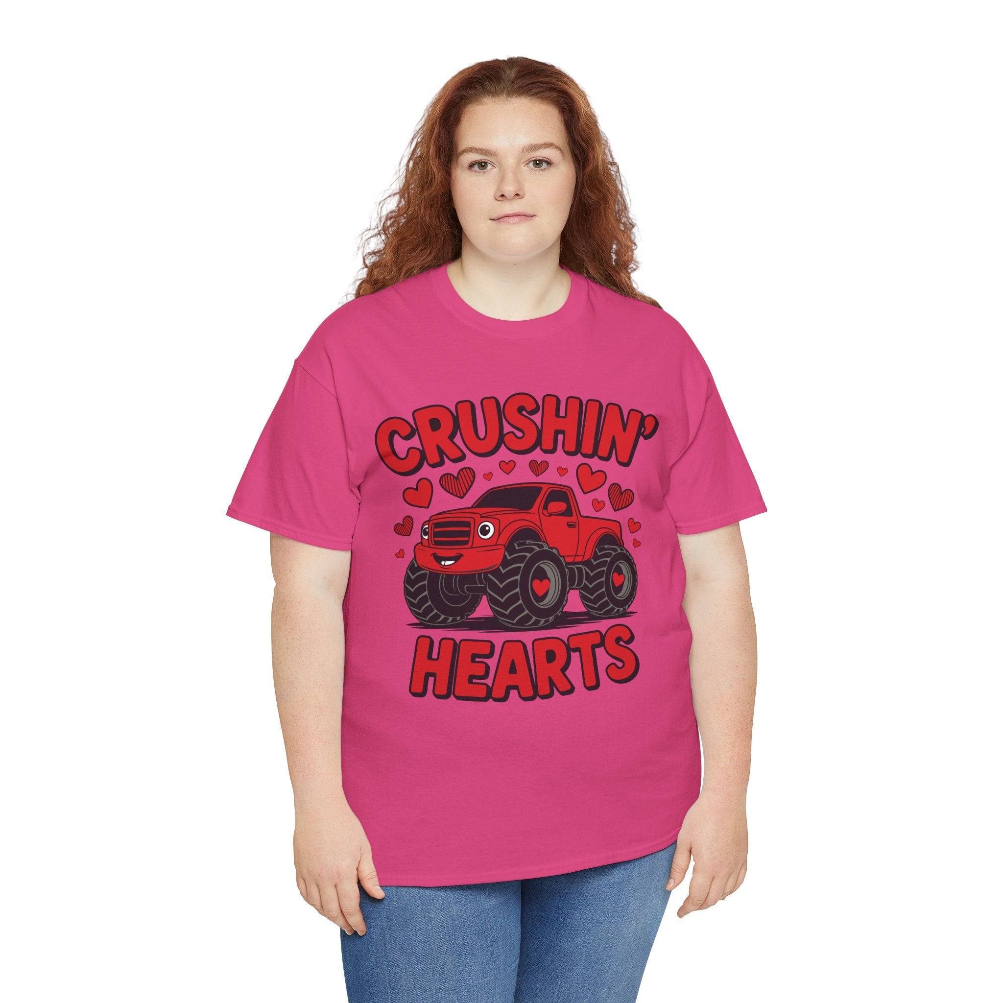 Crushin’ Hearts Valentine Monster Truck Unisex Cotton Tee