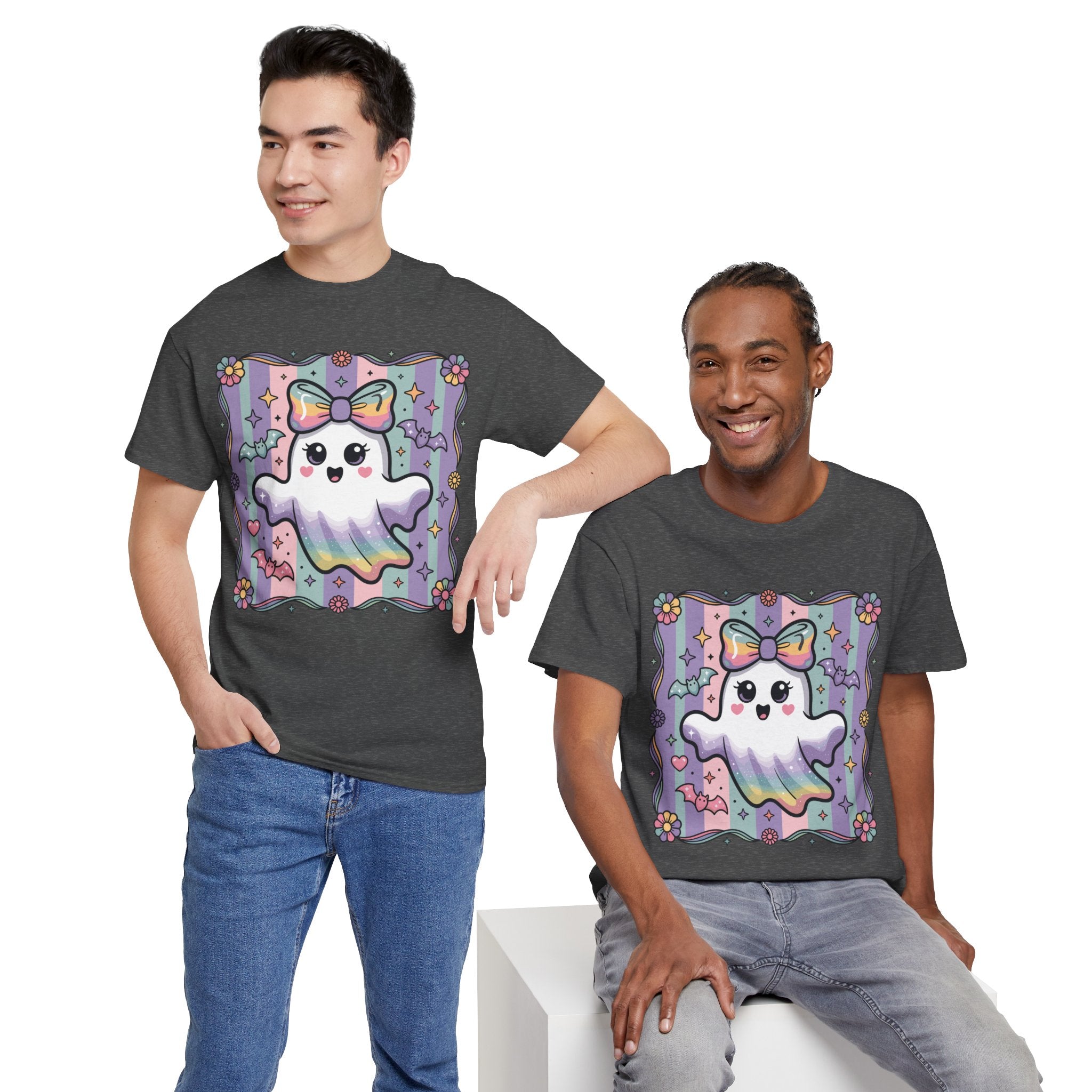 Pastel Ghost Rainbow Bow Unisex Cotton Tee