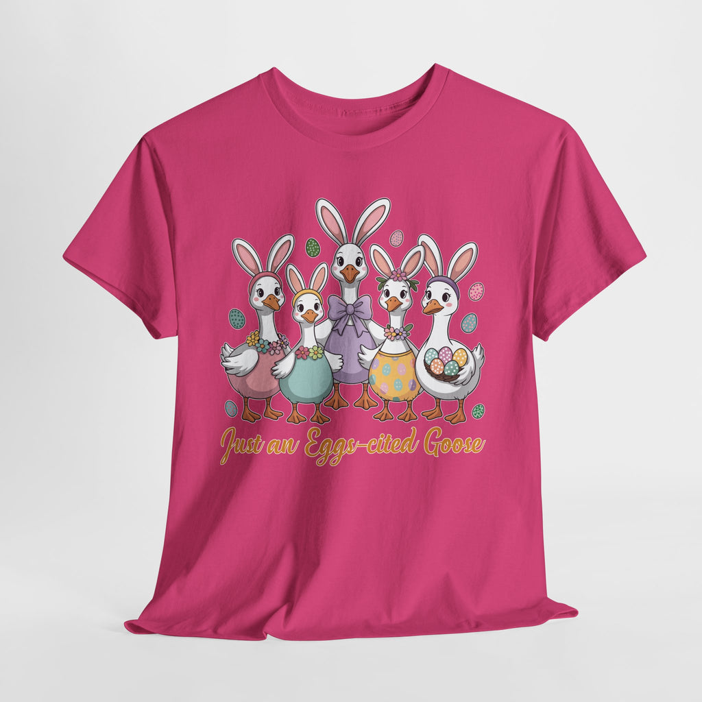 Just an Eggs-cited Goose Easter Tee — Funny Geese in Bunny Ears Unisex Cotton Tee