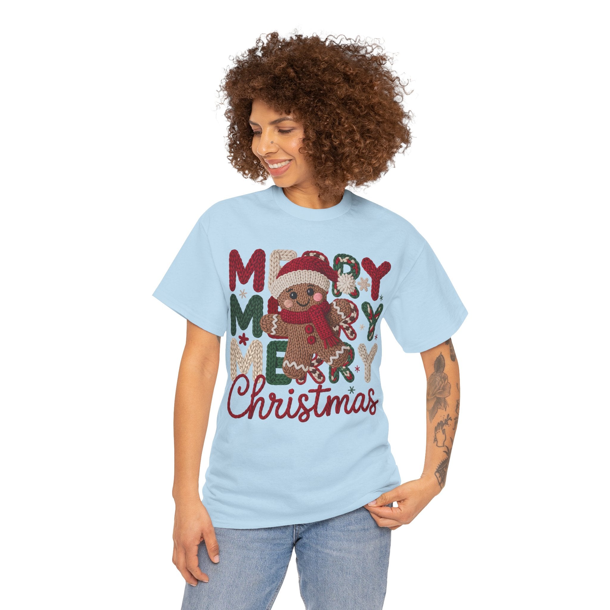 Merry Merry Merry Christmas Gingerbread Unisex Cotton Tee