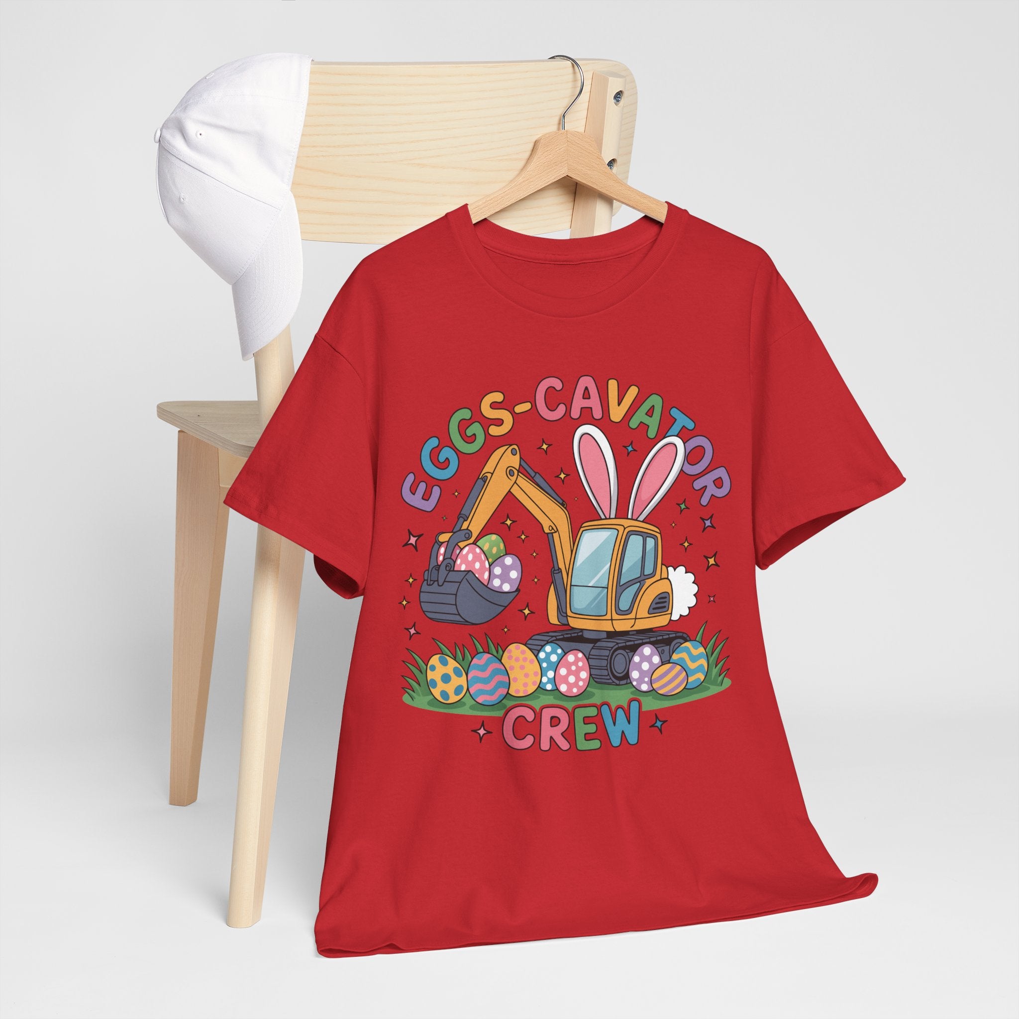 Easter 'Eggs-cavator Crew' Kids Tee — Excavator Bunny & Eggs Unisex Cotton Tee