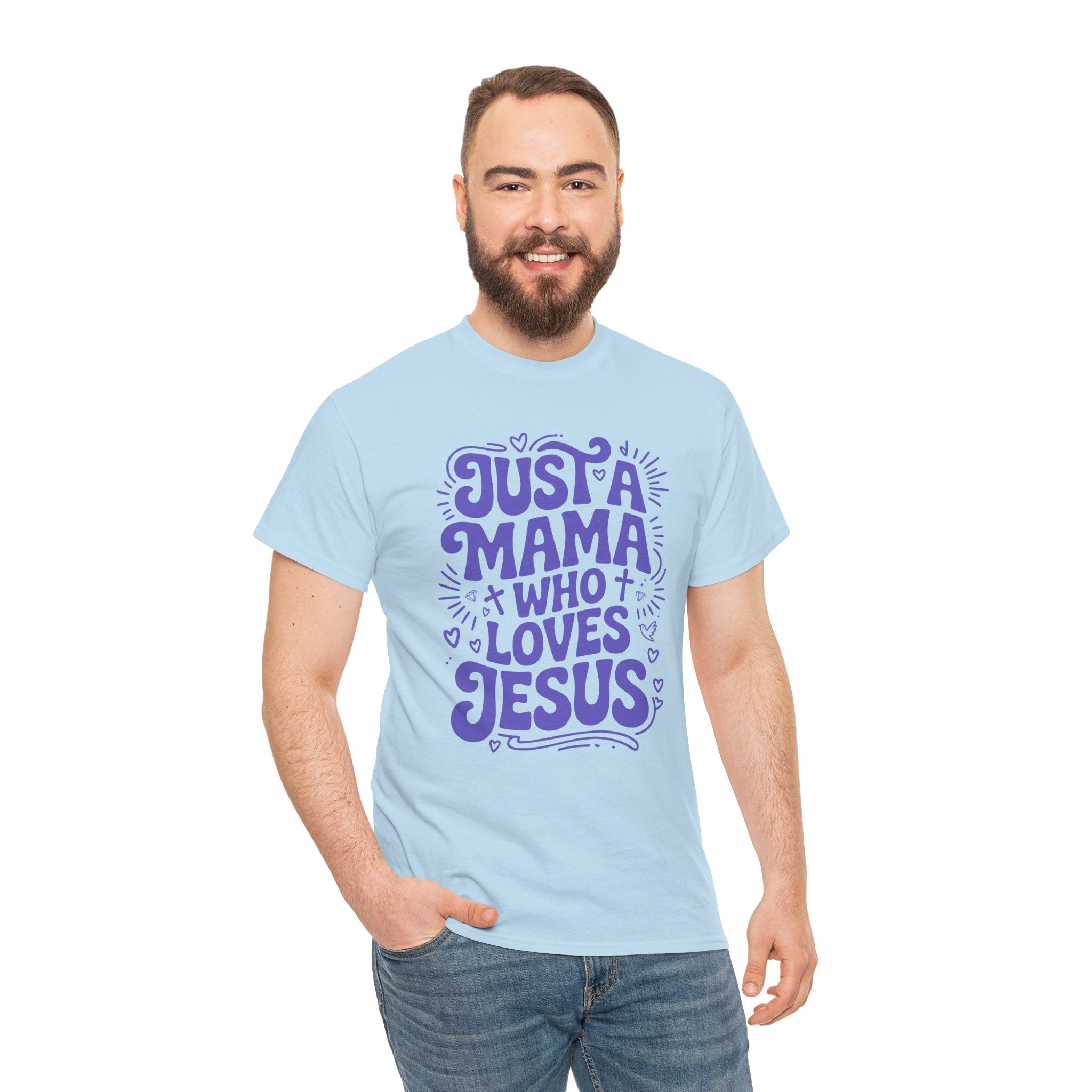 Mama Who Loves Jesus T-Shirt — Bright Green Bubbly Faith Unisex Cotton Tee