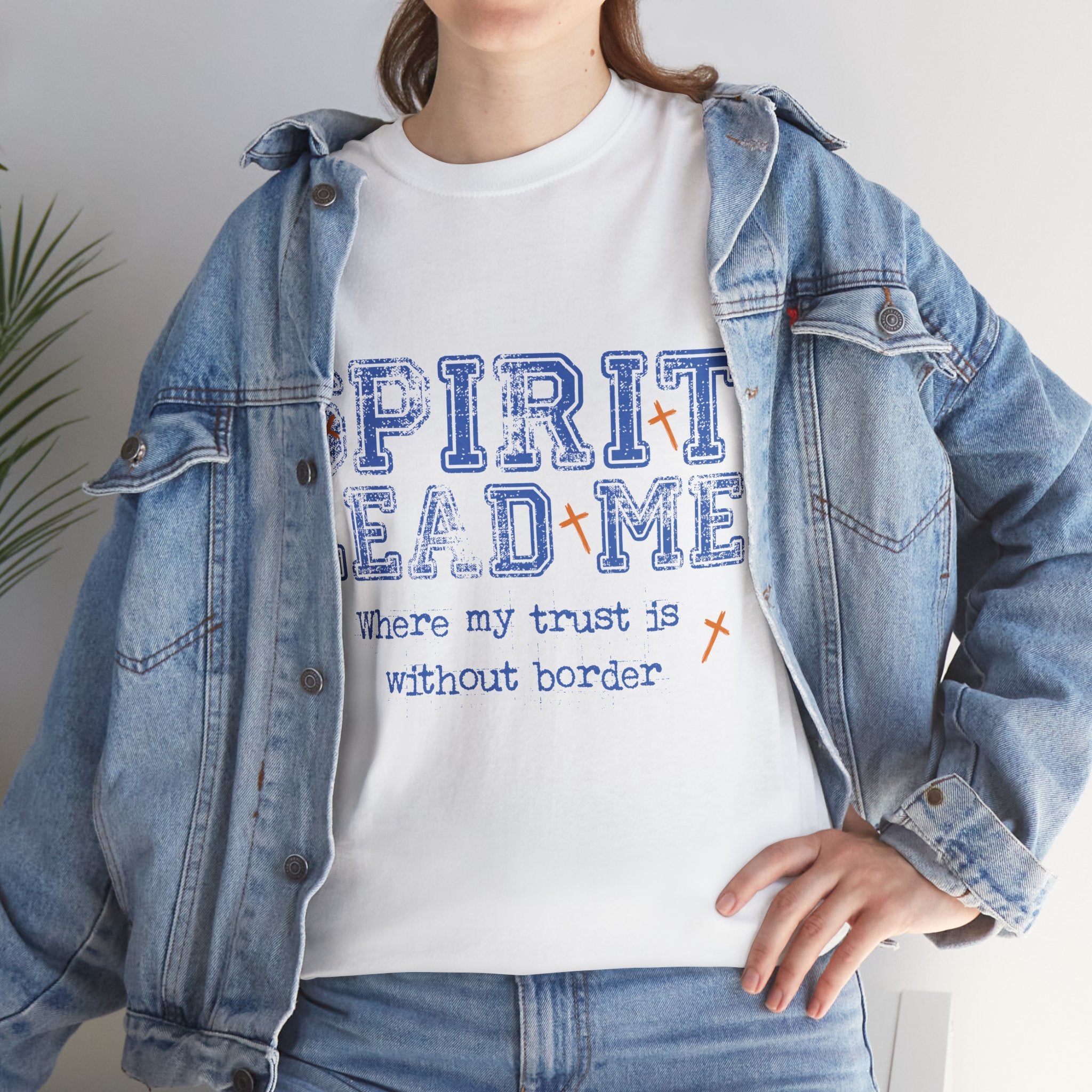 Christian Varsity Tee — “Spirit Lead Me — Where My Trust Is Without Border”. Unisex Cotton Tee