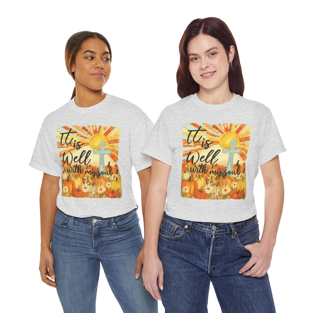It Is Well With My Soul Pumpkin Sunrise Unisex Cotton T-Shirt