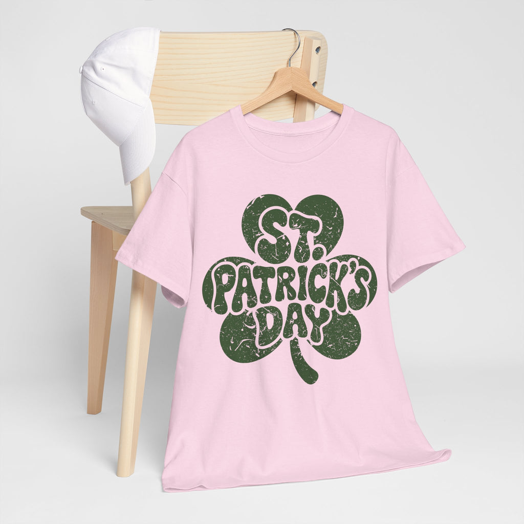 St. Patrick's Day Shamrock Tee — Retro Bubble Lettering Unisex Cotton Tee
