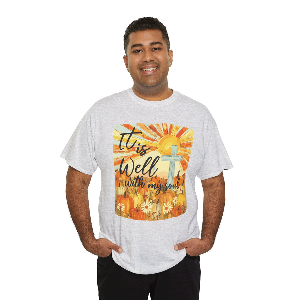 It Is Well With My Soul Pumpkin Sunrise Unisex Cotton T-Shirt