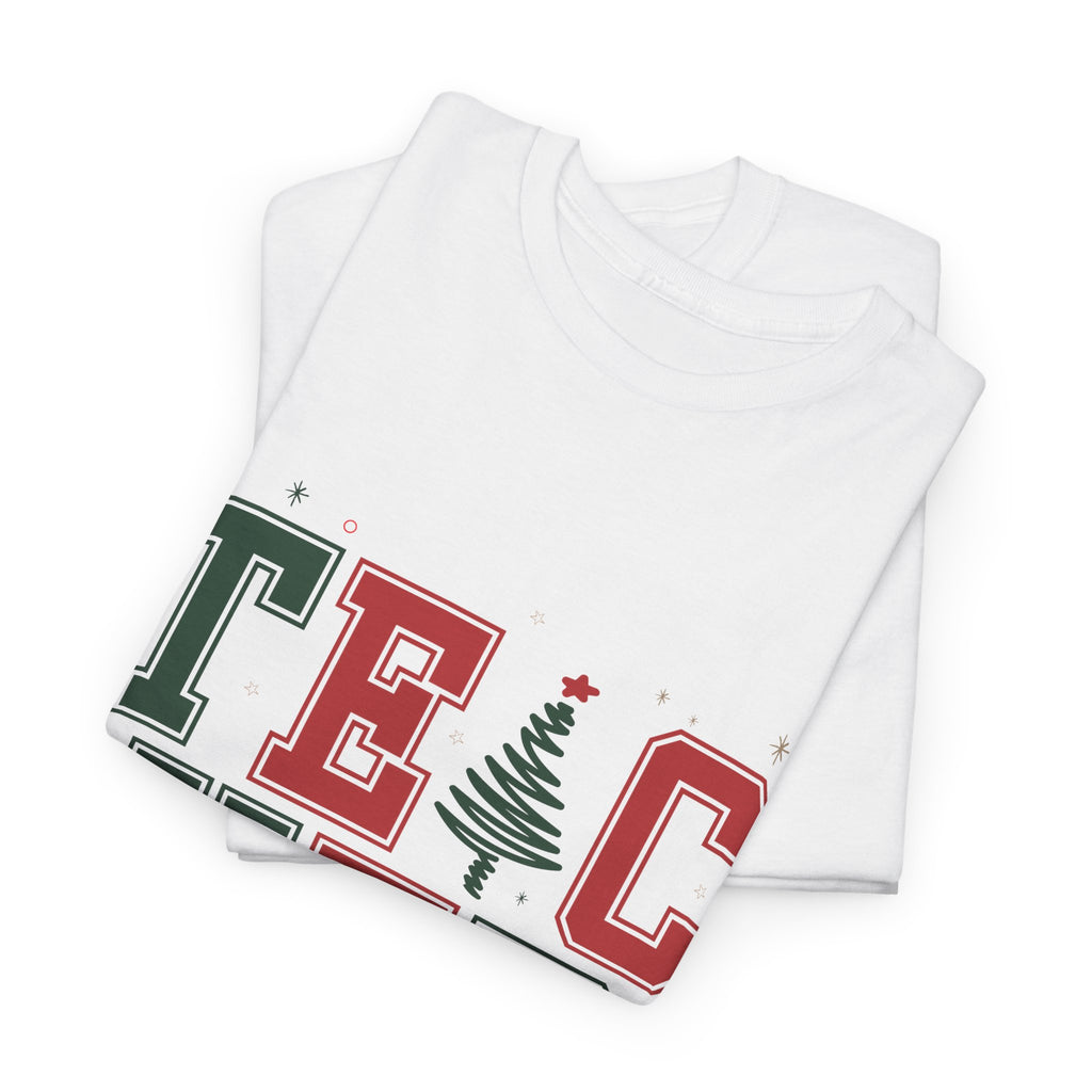 Teacher Christmas Varsity T-Shirt — Red & Green Holiday Unisex Cotton Tee