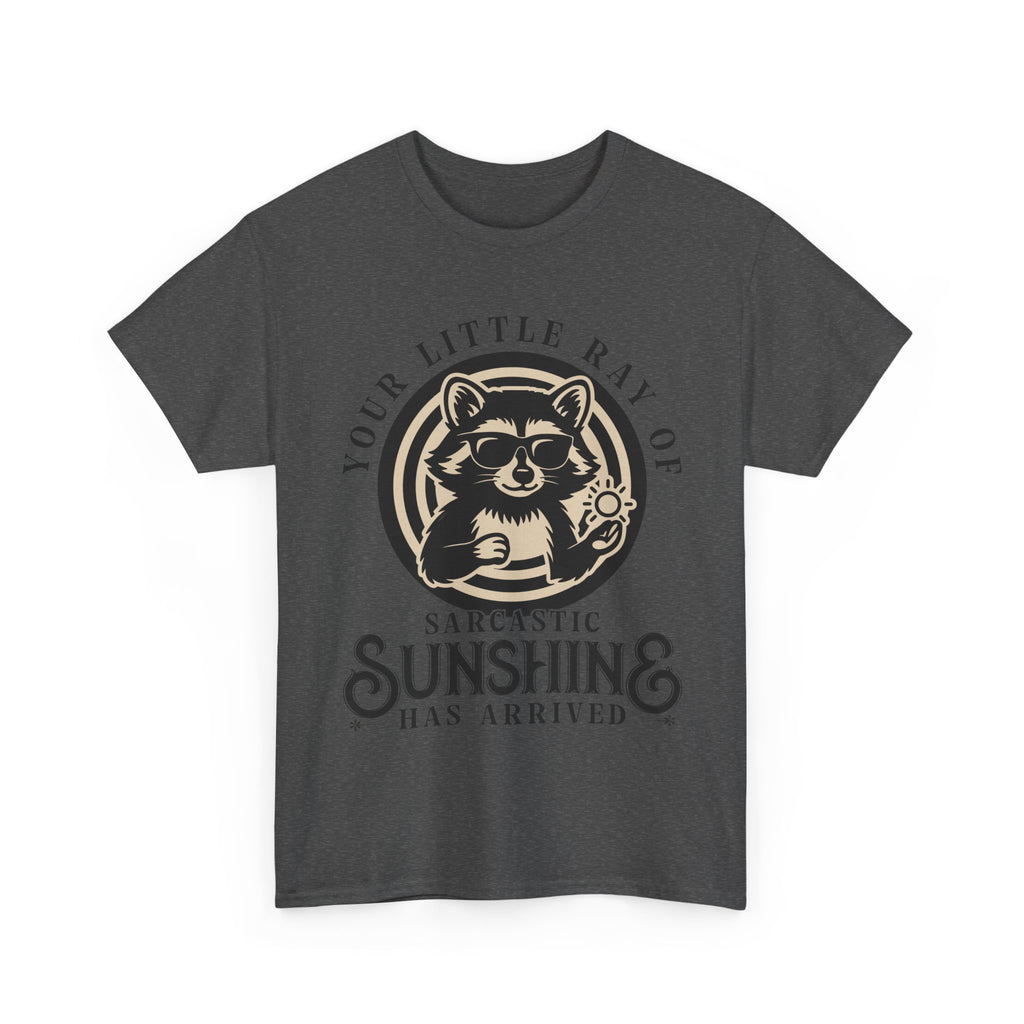 Cool Raccoon Sunglasses T-Shirt — Raccoon Holding Sun Graphic Unisex Cotton Tee