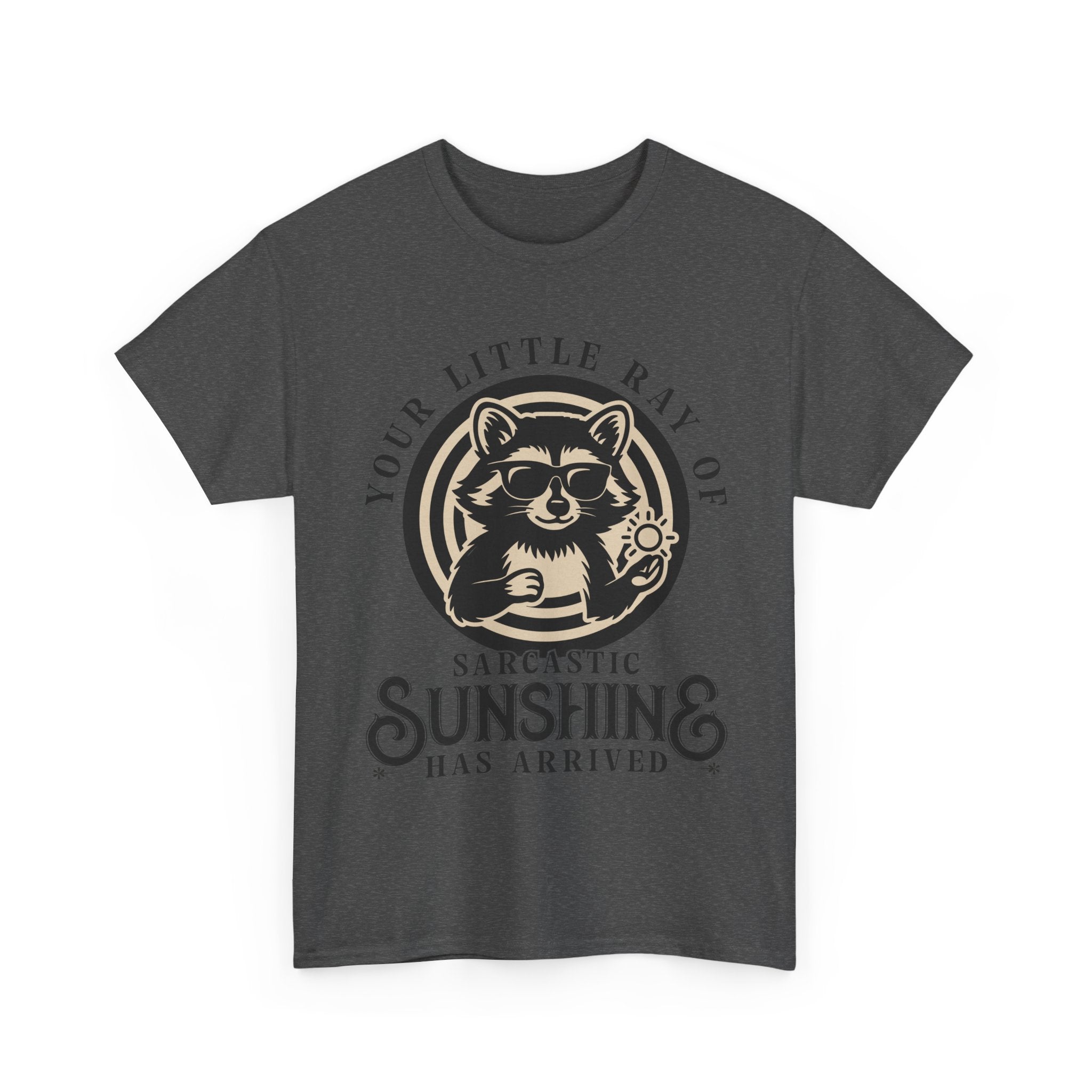 Cool Raccoon Sunglasses T-Shirt — Raccoon Holding Sun Graphic Unisex Cotton Tee