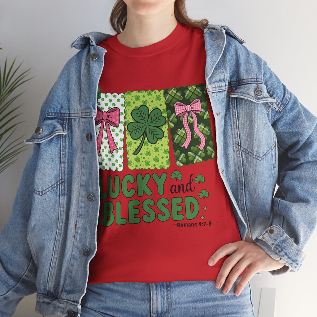 Lucky and Blessed Clover Unisex Cotton Tee