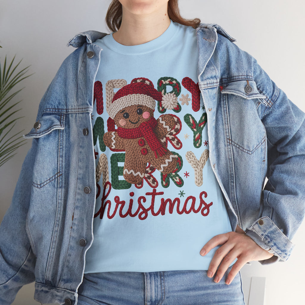 Merry Merry Merry Christmas Gingerbread Unisex Cotton Tee