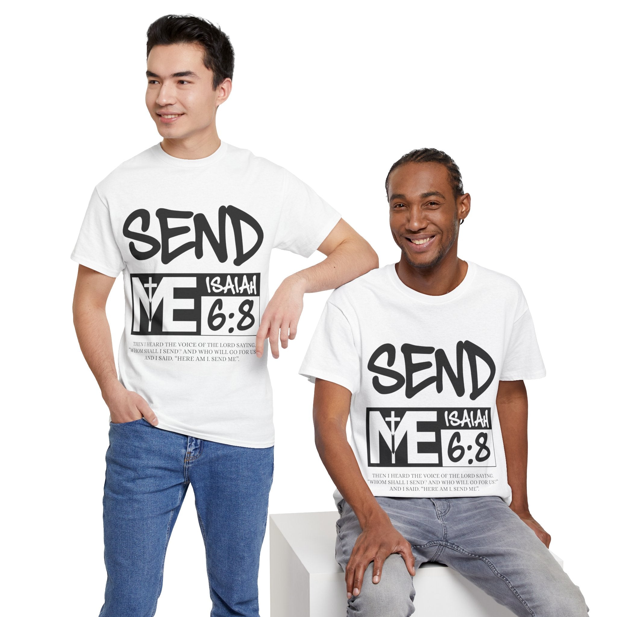 Send Me Isaiah 6:8 Christian T-Shirt — Cross Faith Unisex Cotton Tee