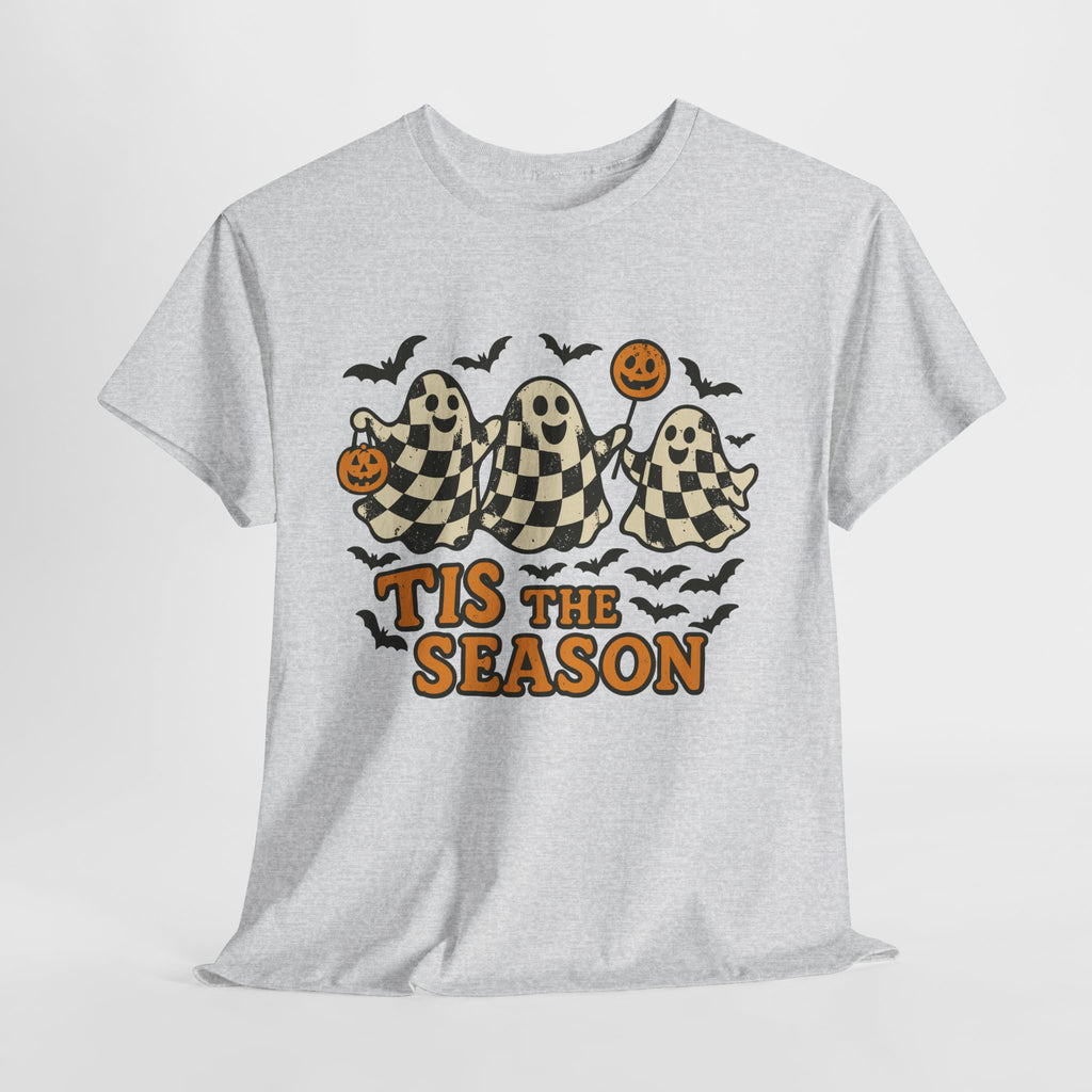 Halloween Ghosts Checker Pattern Unisex Cotton Tee