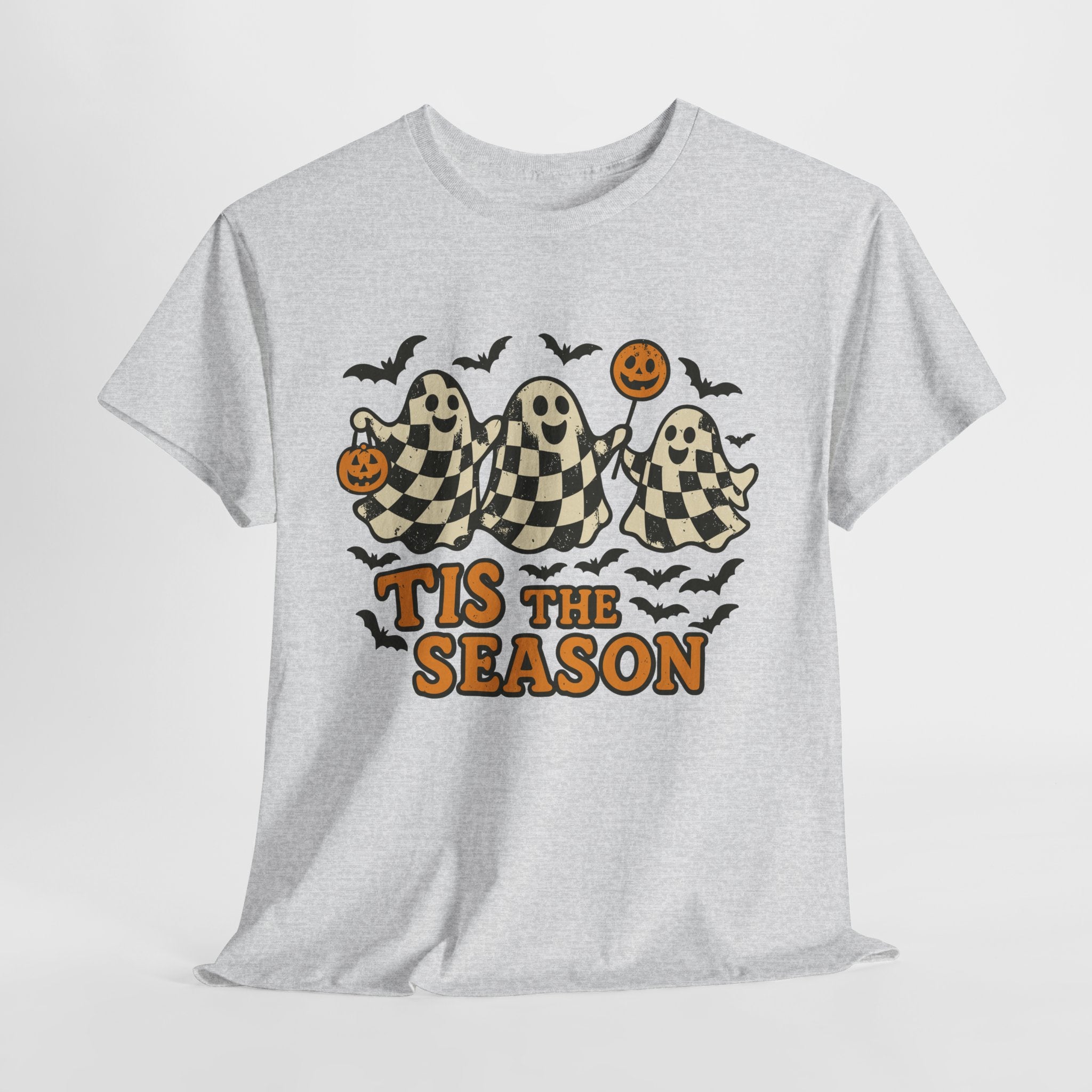 Halloween Ghosts Checker Pattern Unisex Cotton Tee