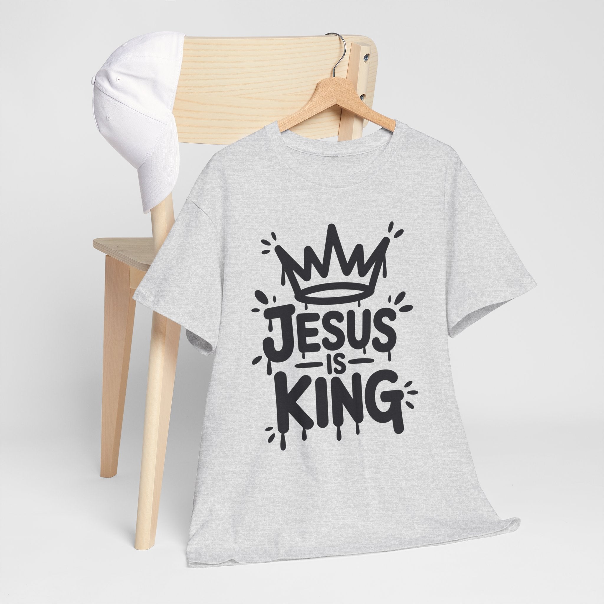 Jesus Is King Crown T-Shirt — Minimalist Christian Unisex Cotton Tee
