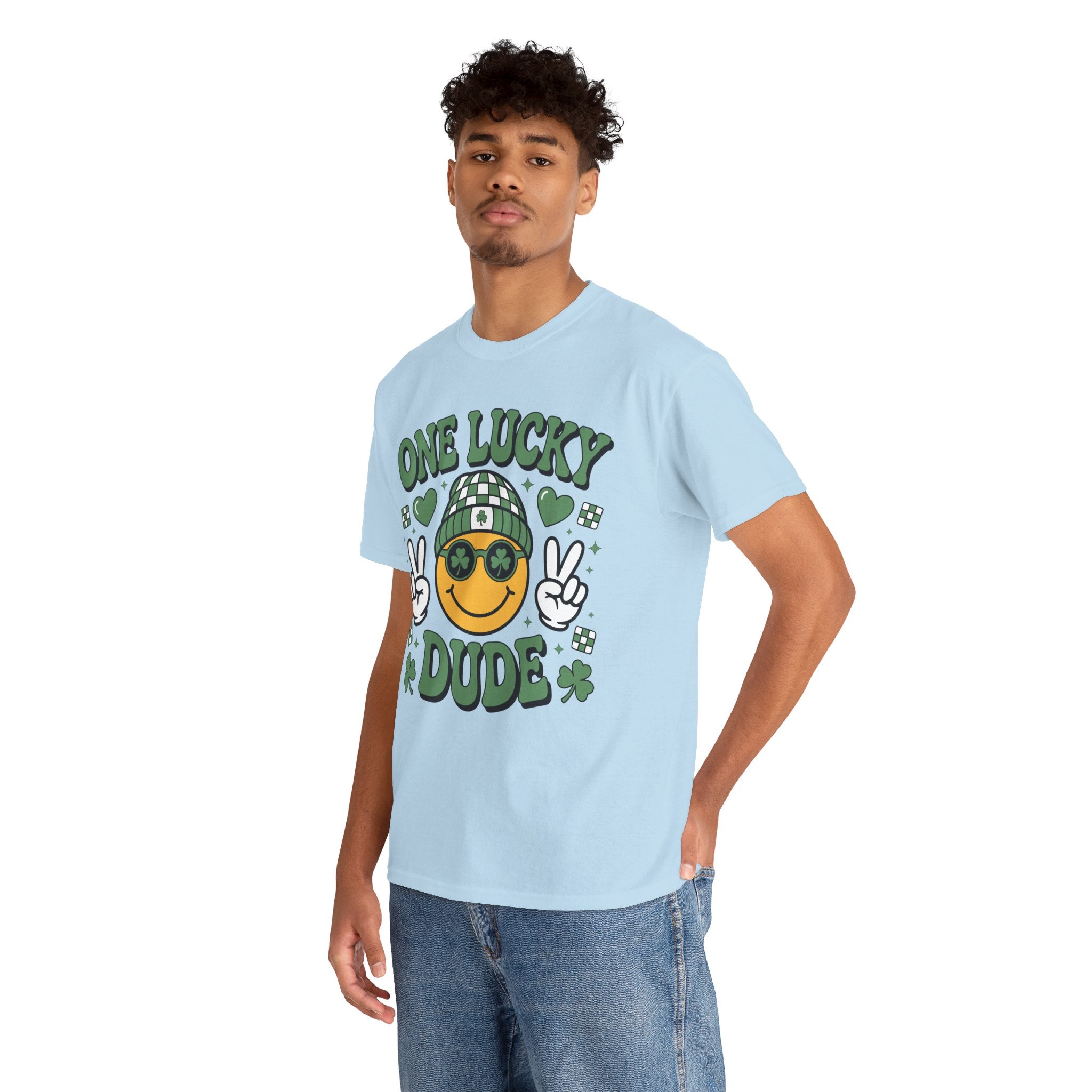 One Lucky Dude Shamrock Tee — St. Patrick's Day Smiley Unisex Cotton Tshirt