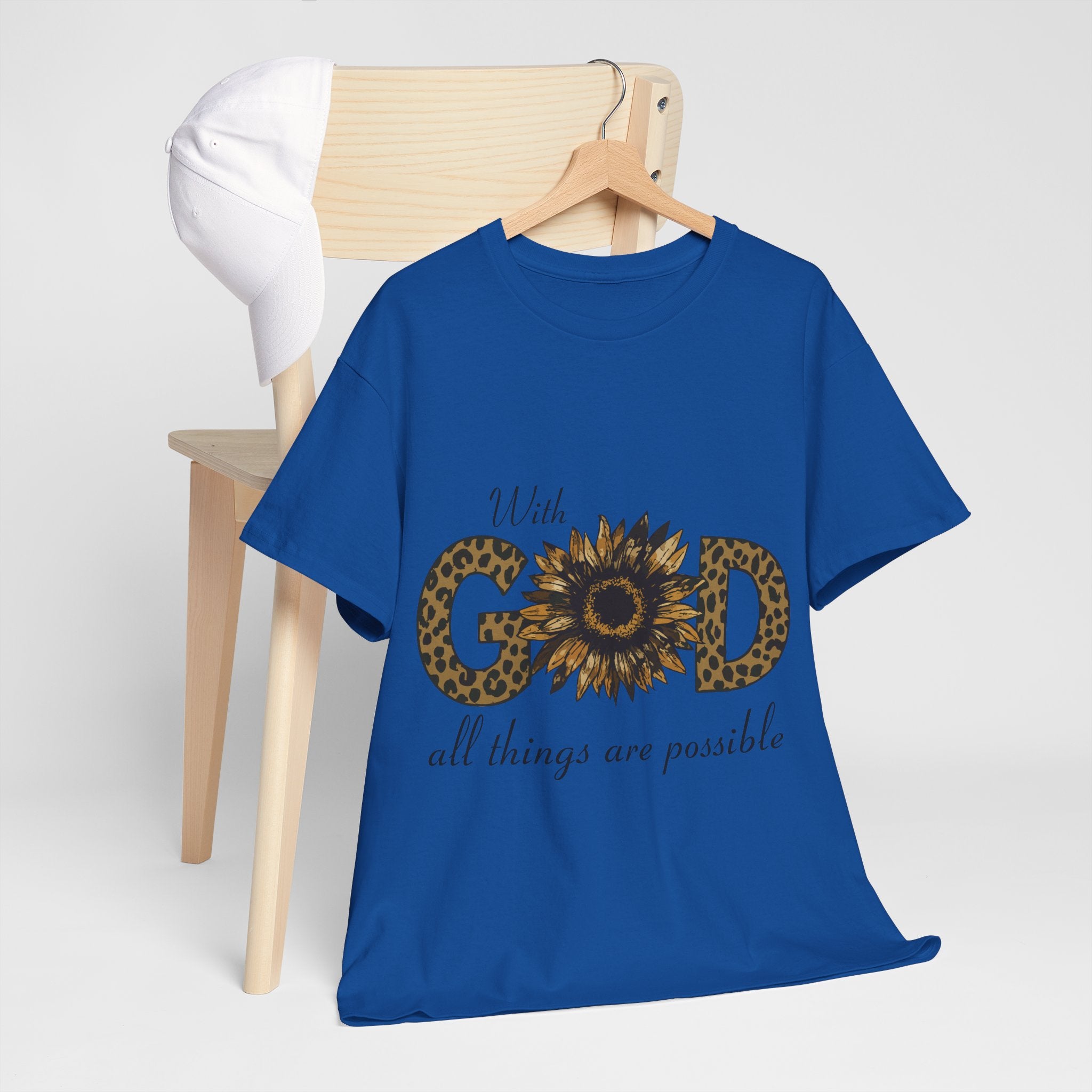 GOD Leopard Print Sunflower Unisex Cotton Tee