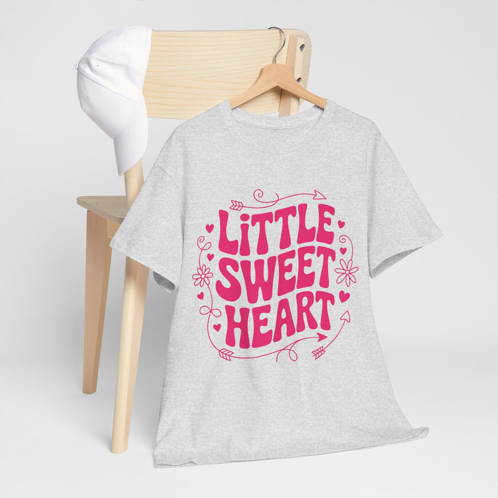 Little Sweetheart Retro Tee — Cute Red Hearts & Flowers Graphic Unisex Cotton Tee