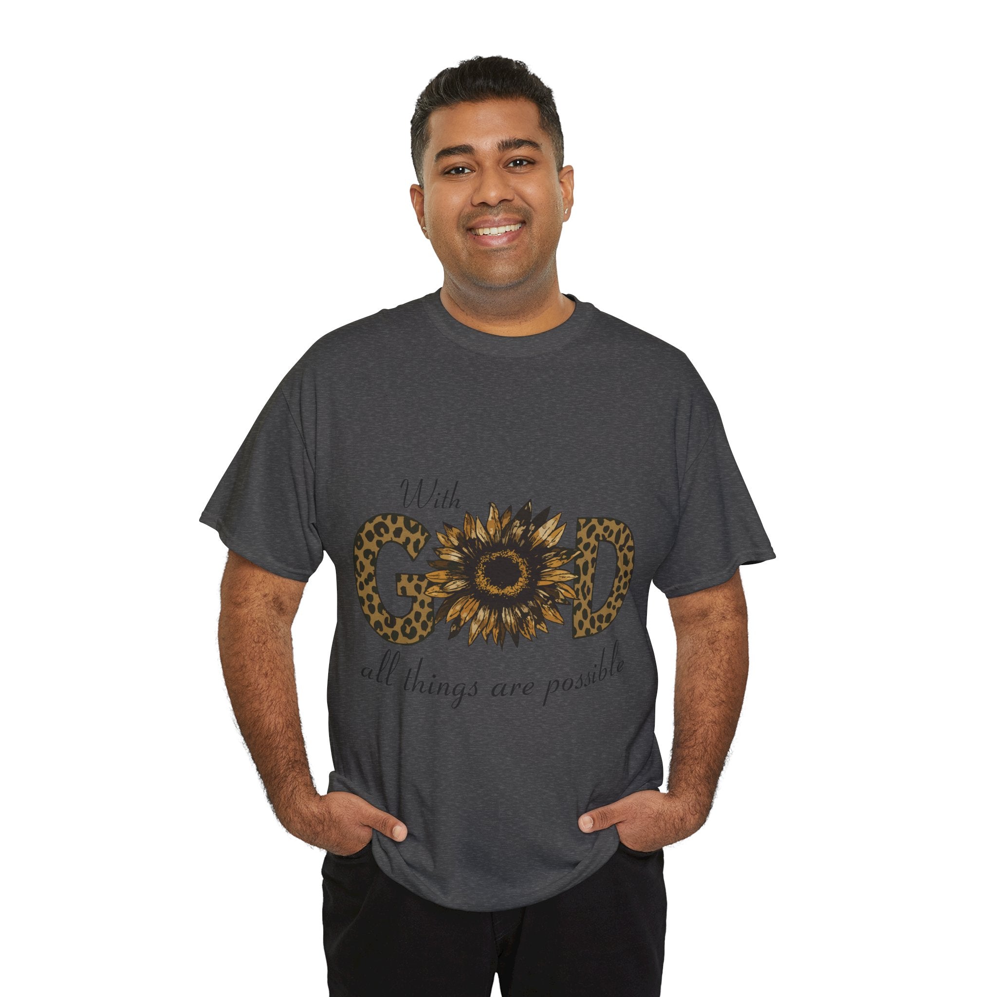 GOD Leopard Print Sunflower Unisex Cotton Tee