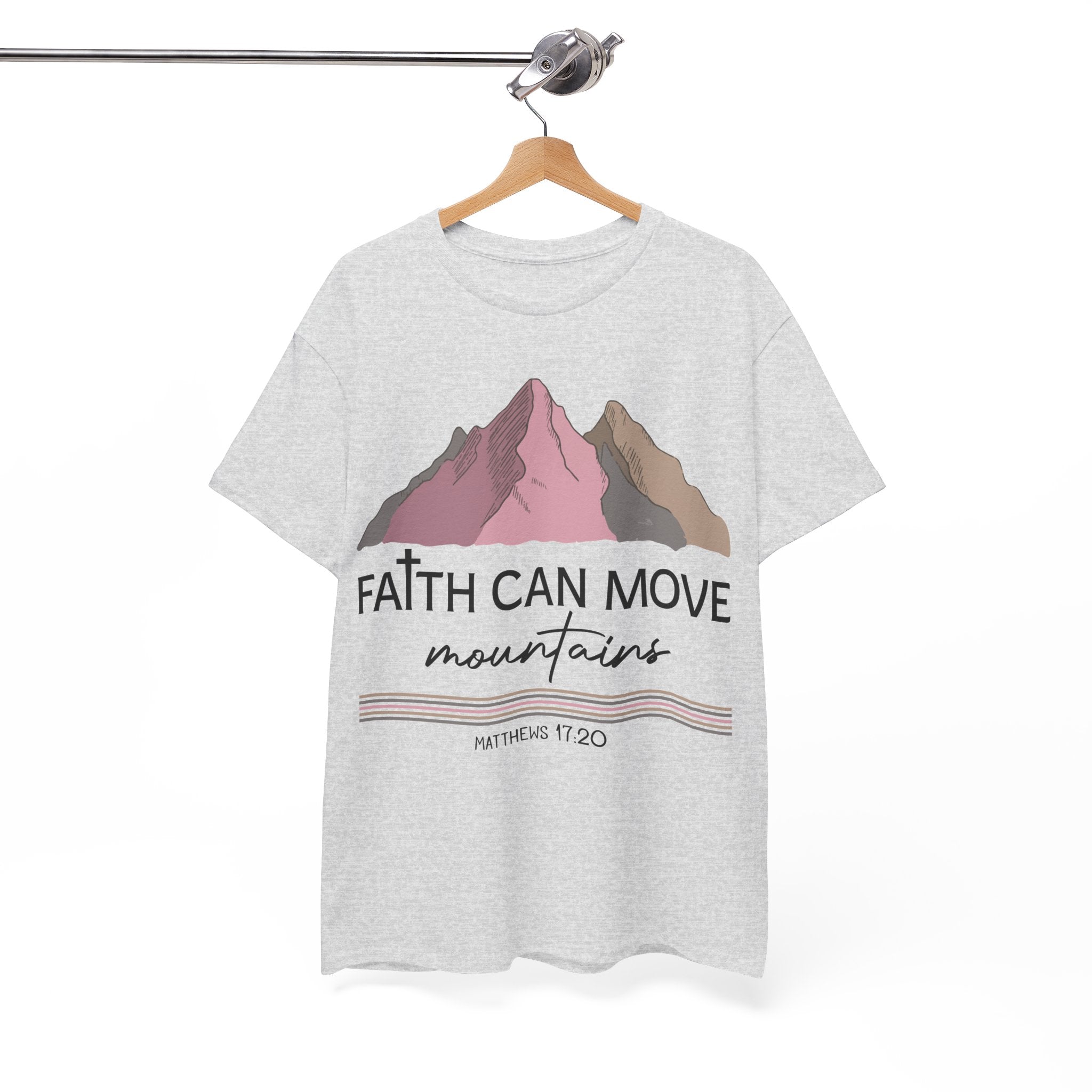Faith Can Move Mountains Mountain Tee — Pastel Inspirational Christian Unisex Cotton T-Shirt