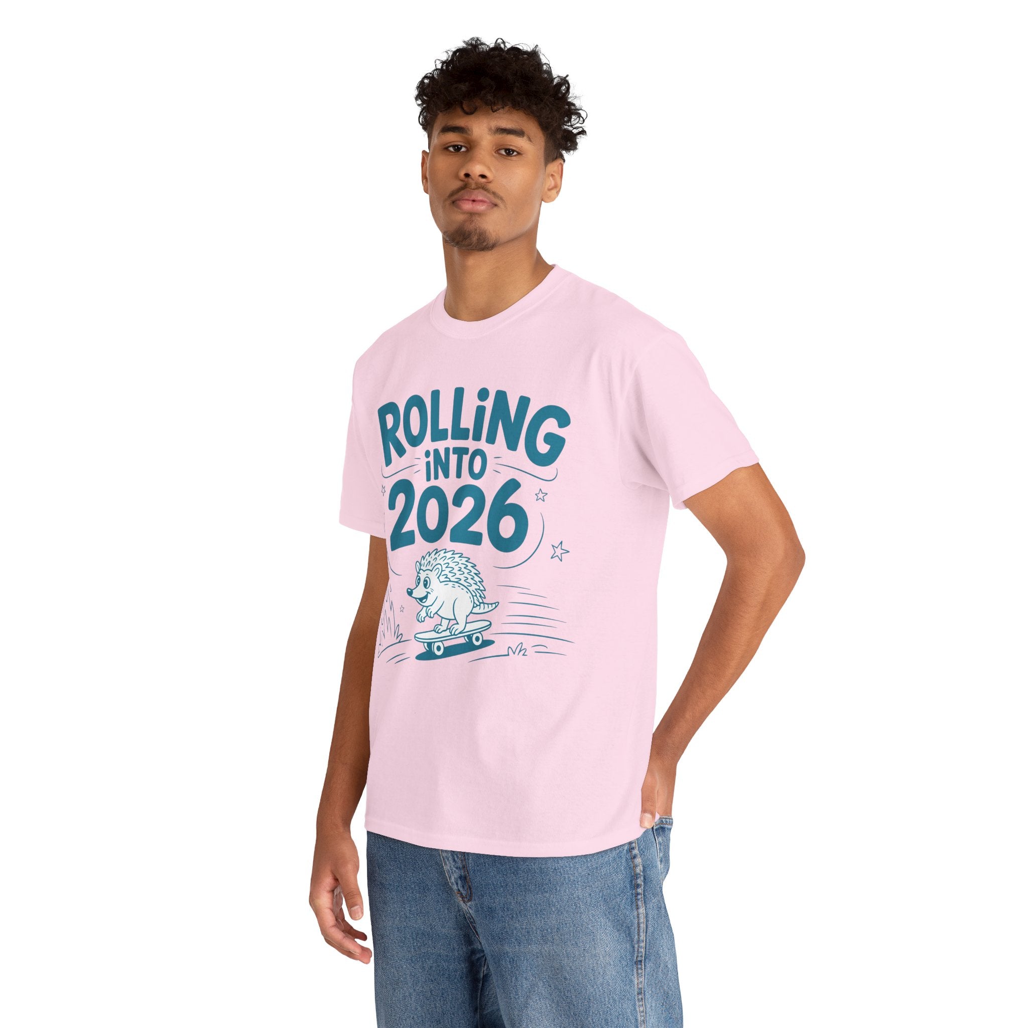 Rolling Into 2026 Hedgehog Skateboard Unisex Cotton Tee