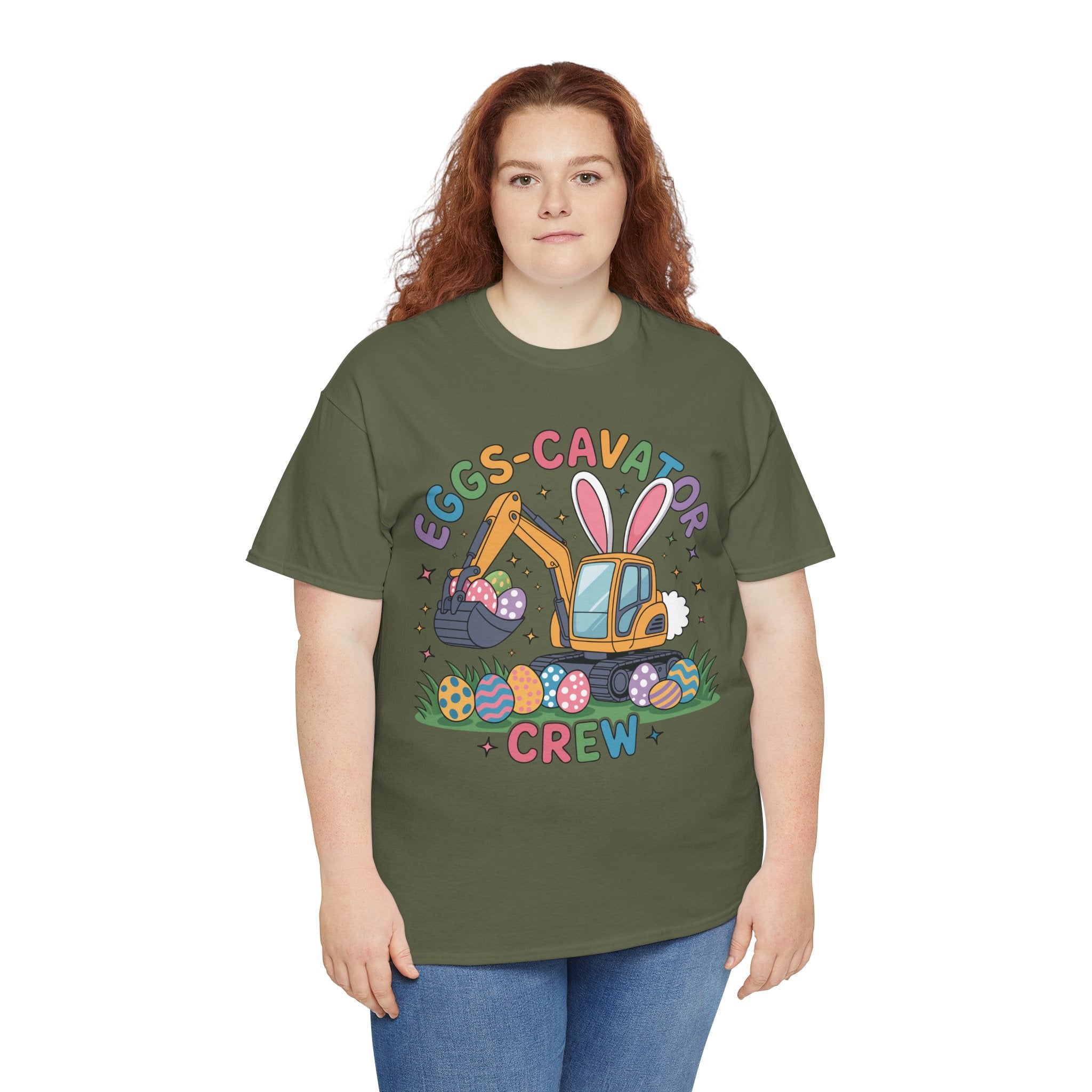 Easter 'Eggs-cavator Crew' Kids Tee — Excavator Bunny & Eggs Unisex Cotton Tee
